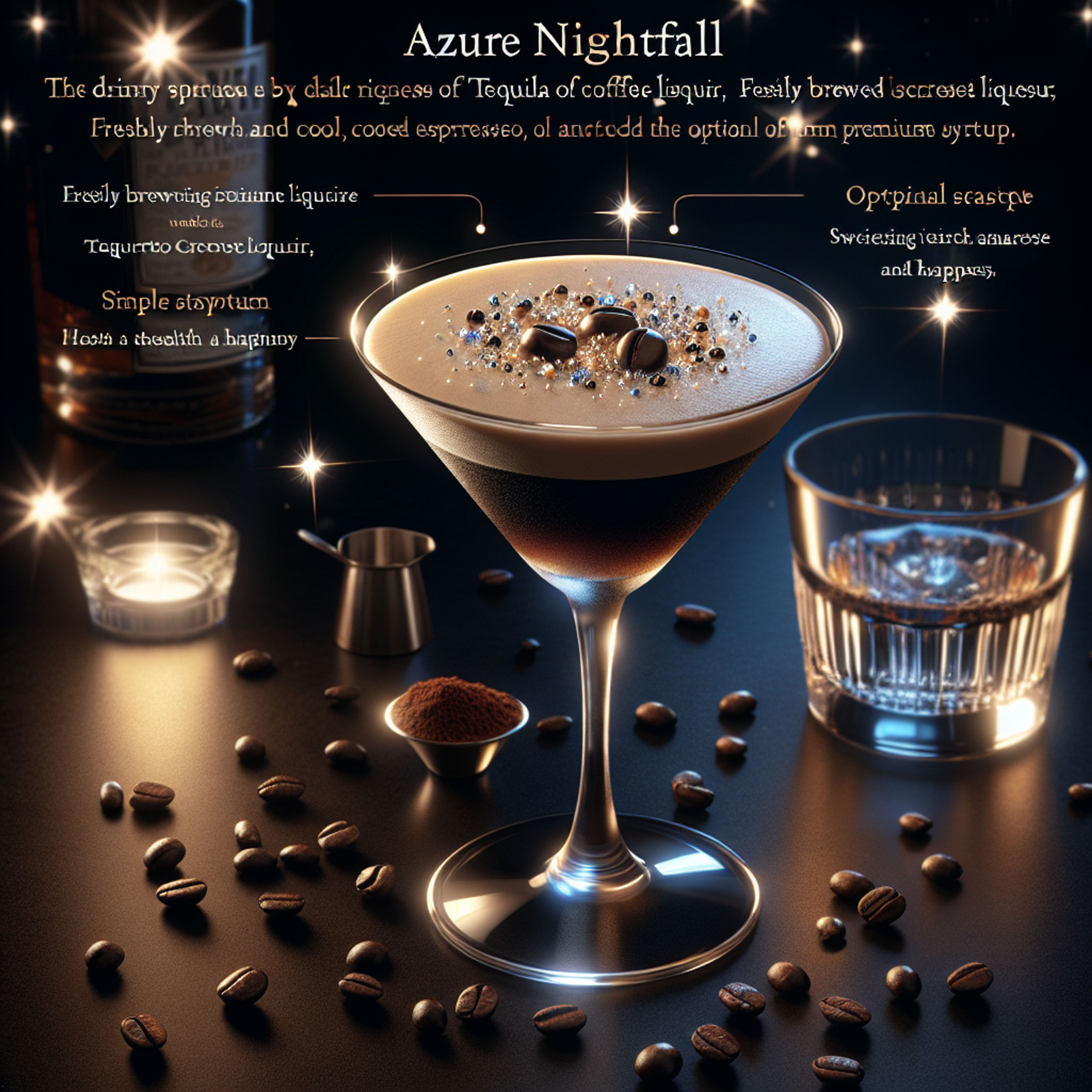 Azure Nightfall Martini, Innovative twist on espresso martini with