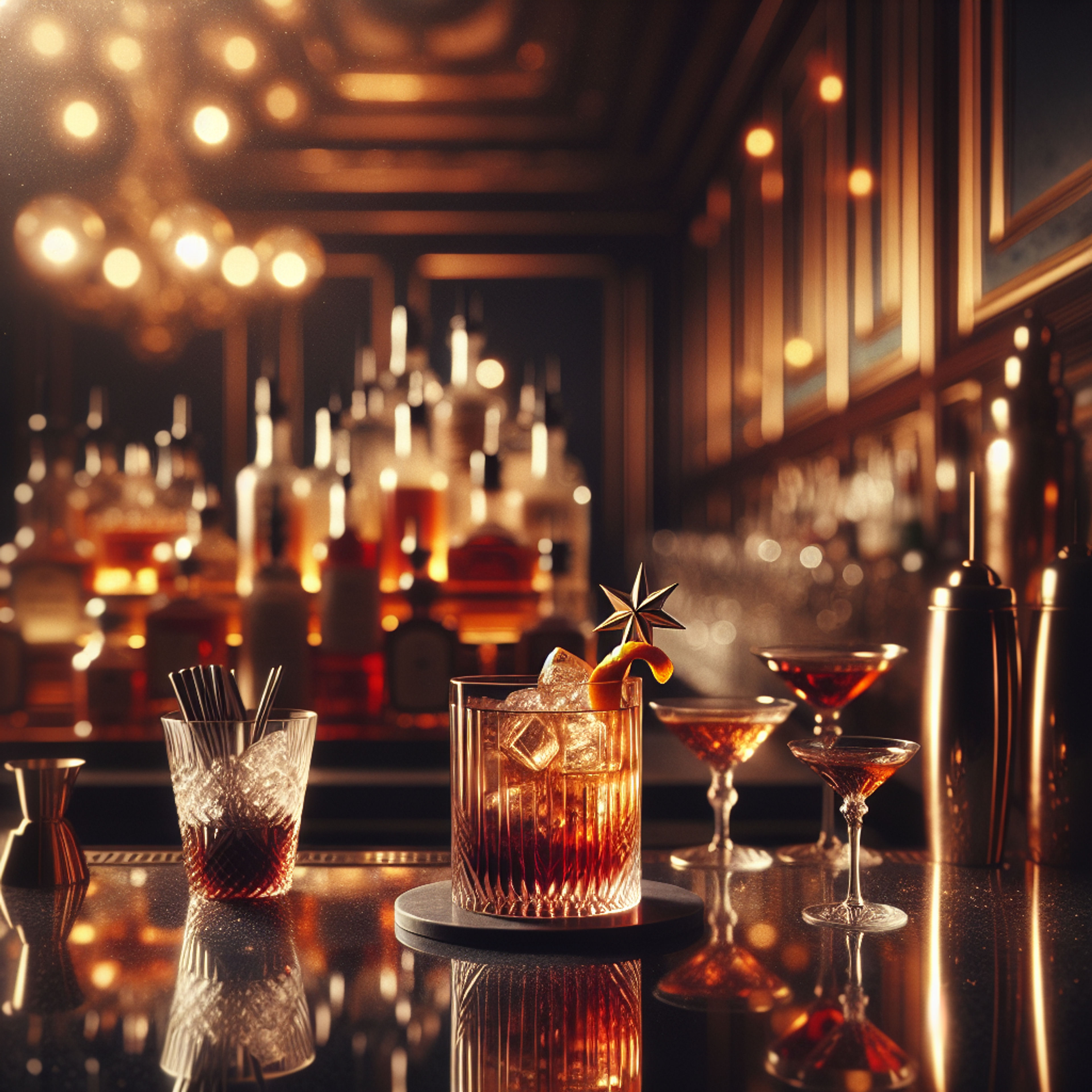 Cosmic Mirage, Mystery cocktail with vodka, triple sec, vermouth, and