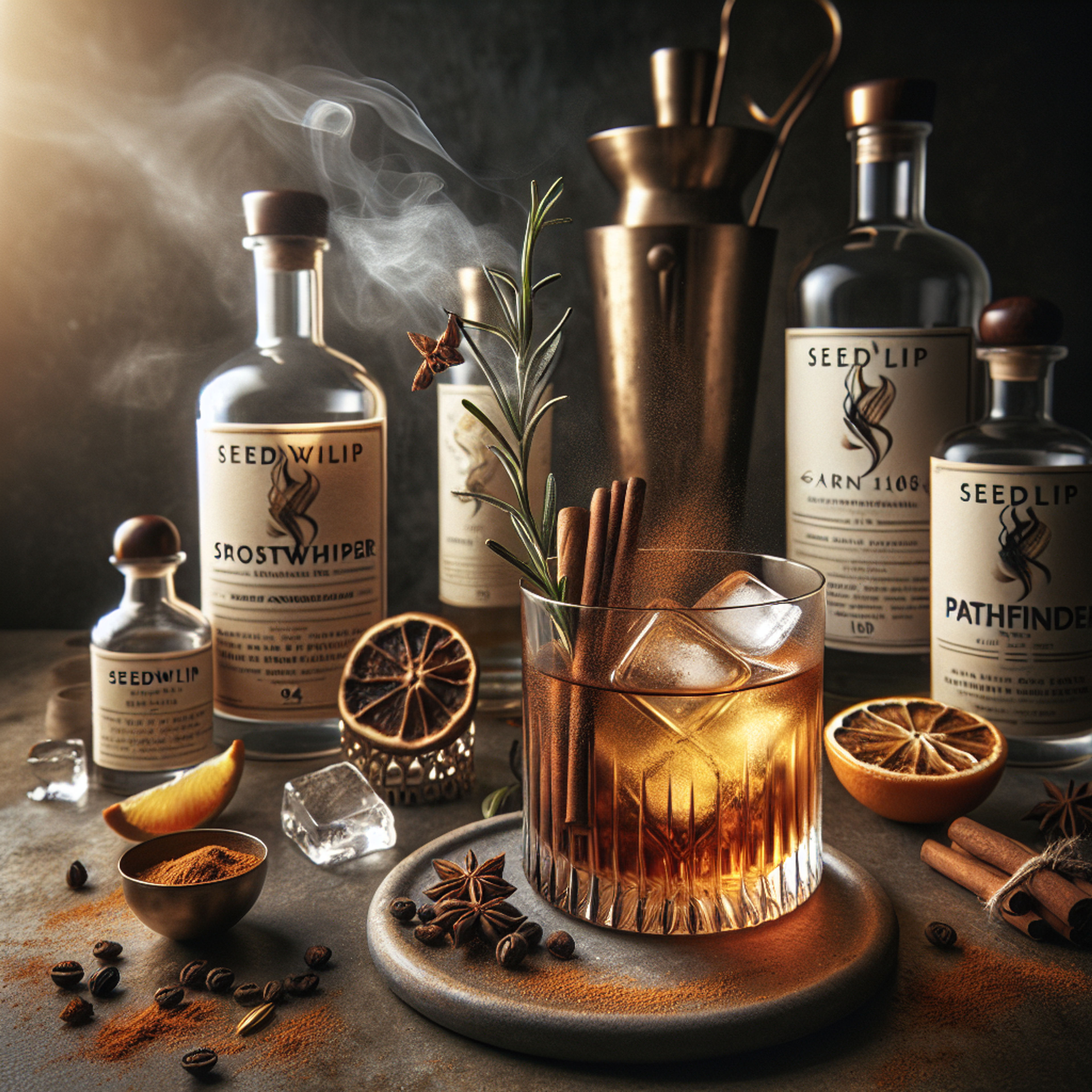 Elixir Infused Frostwhisper Elixir, Non-alcoholic, smoke-infused winter cocktail