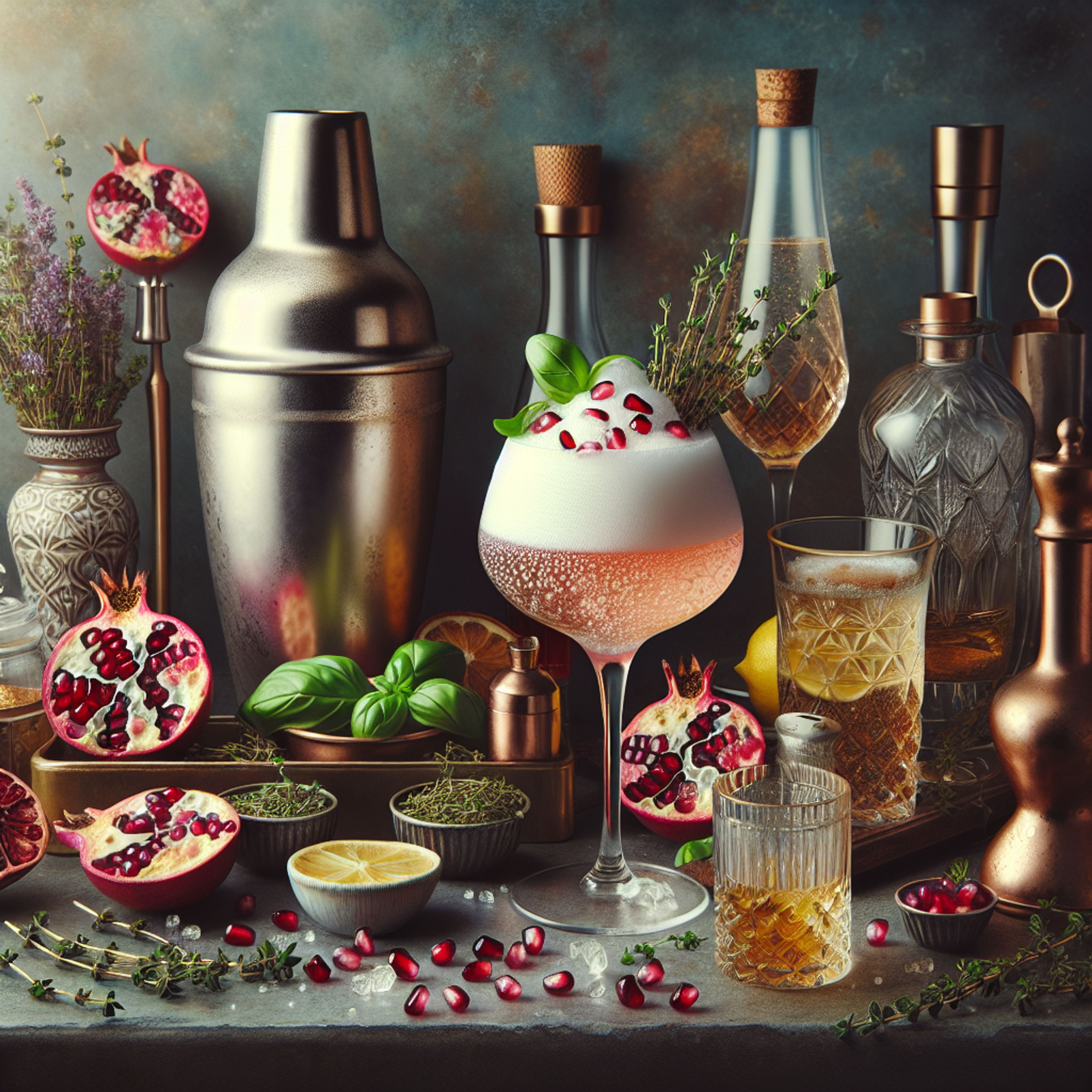 Pomegranate Herb Gin Fizz