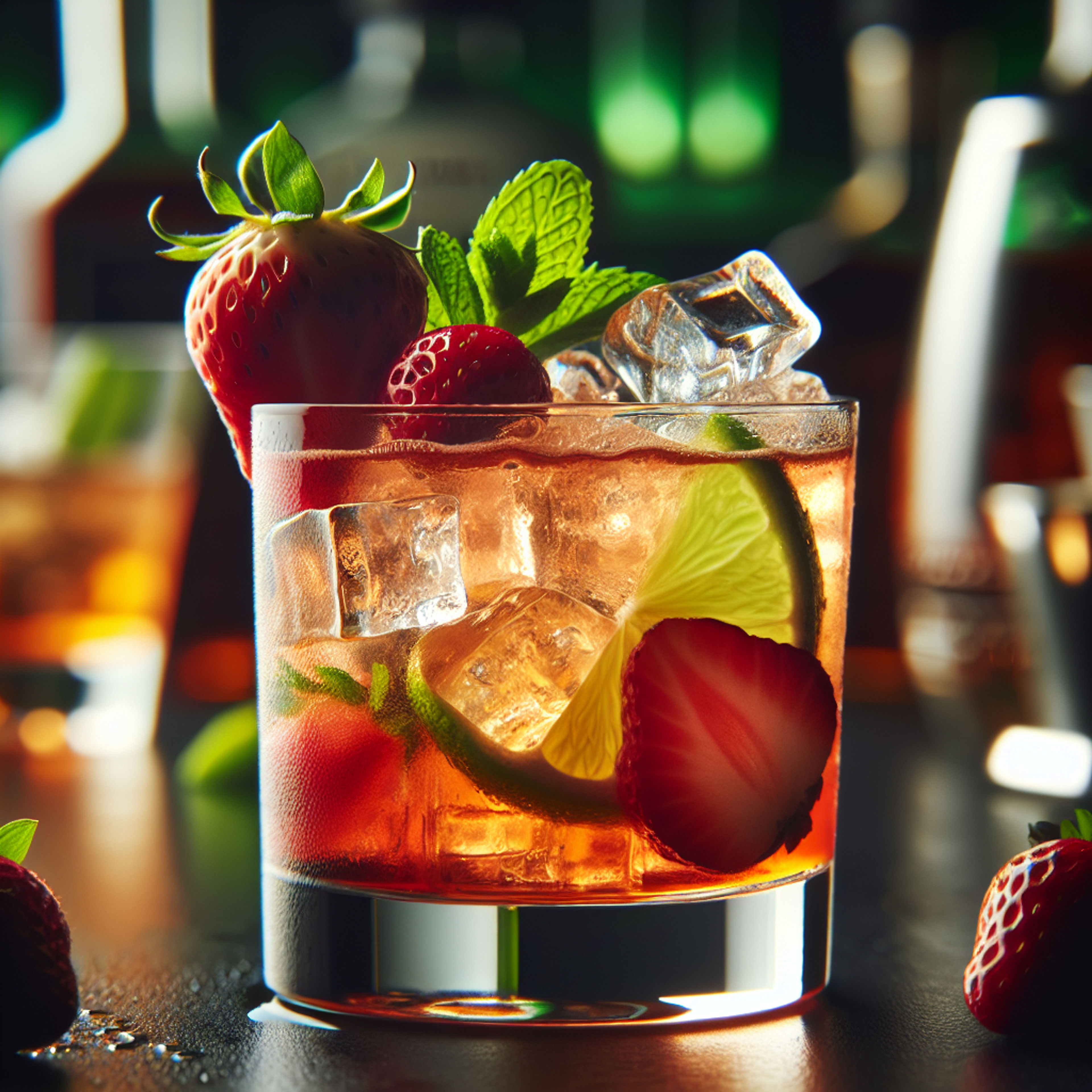 Strawberry Lime Whiskey Smash