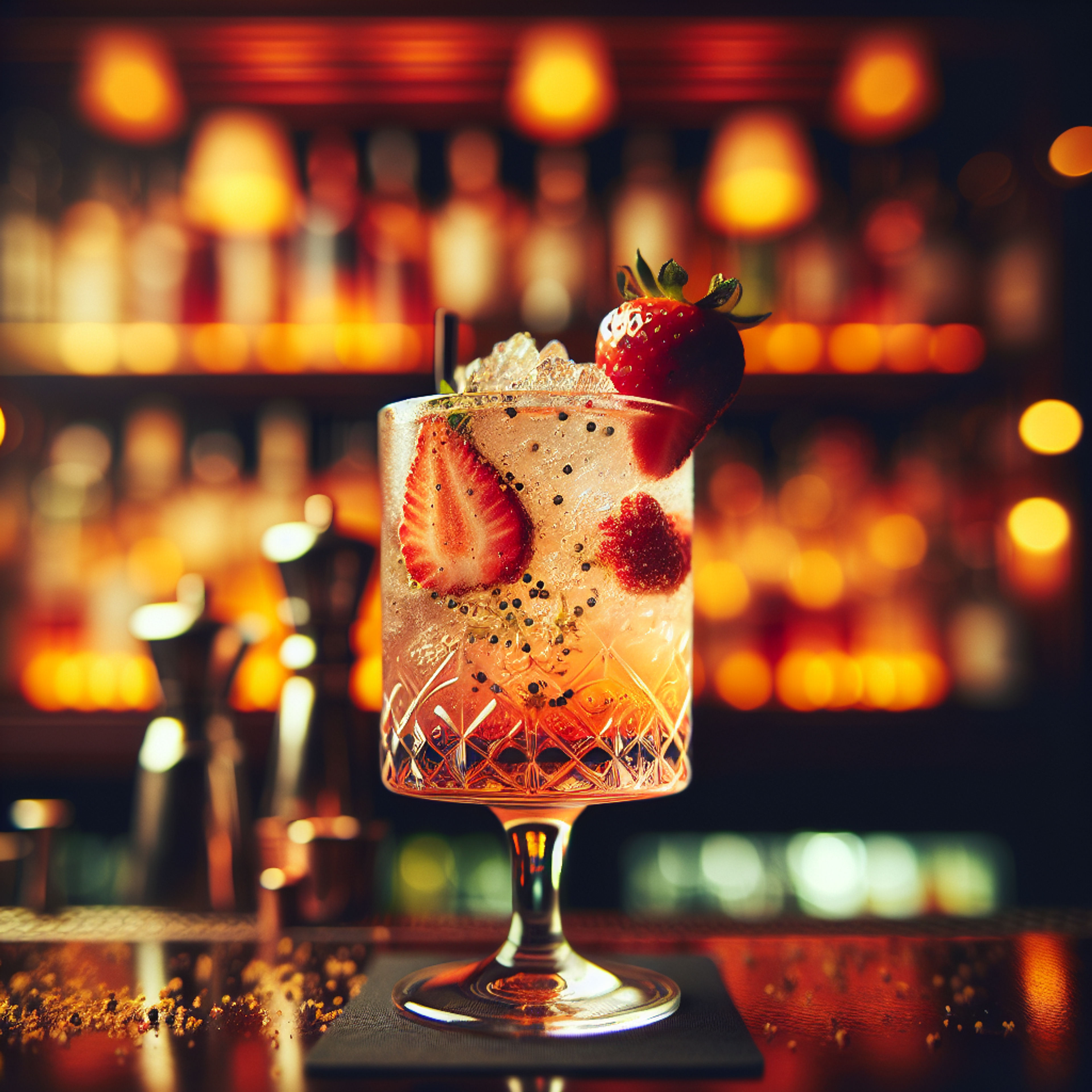 Strawberry Peppered Gin Fizz