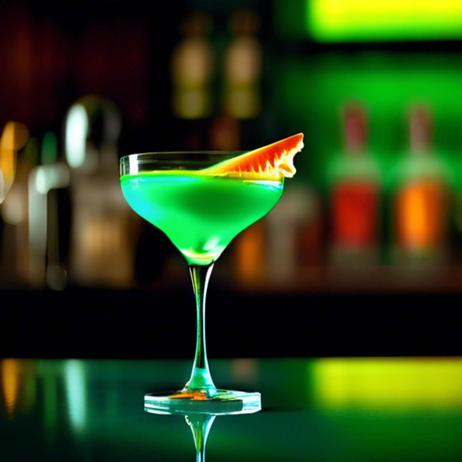 Whispering Green, Sophisticated gin cocktail with herbal and bitter notes