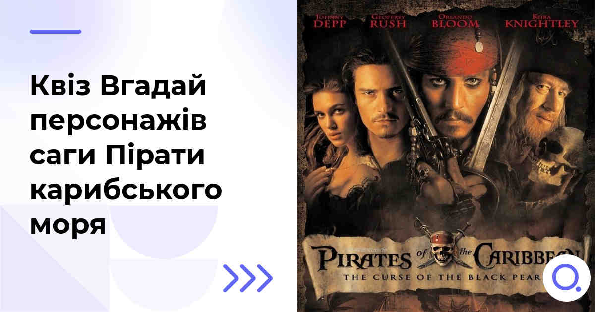 Квіз Вгадай персонажів саги Пірати карибського моря