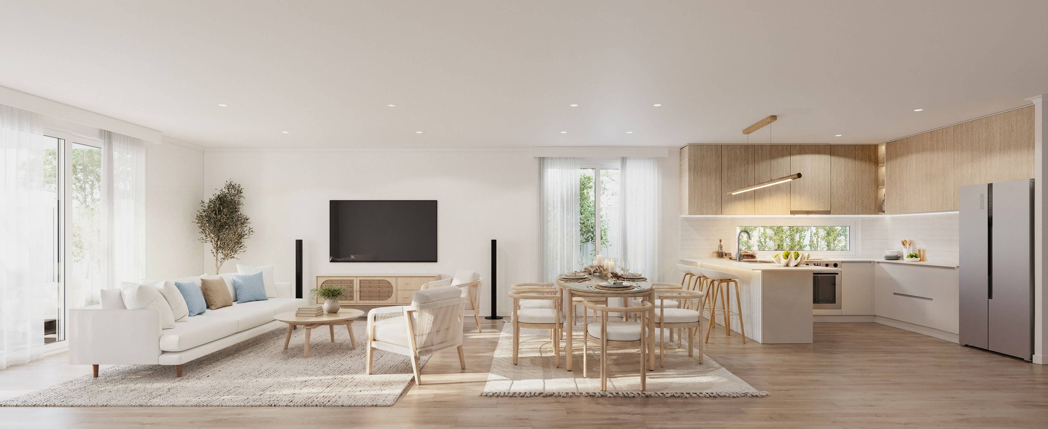 Architectural render of a modern development