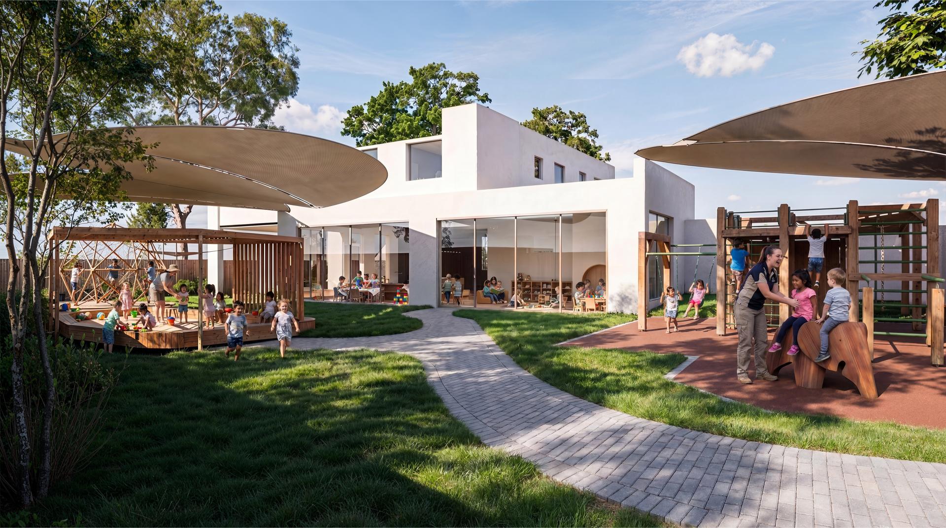 3D interior render of a main play area at Seven Hills Early Learning Centre