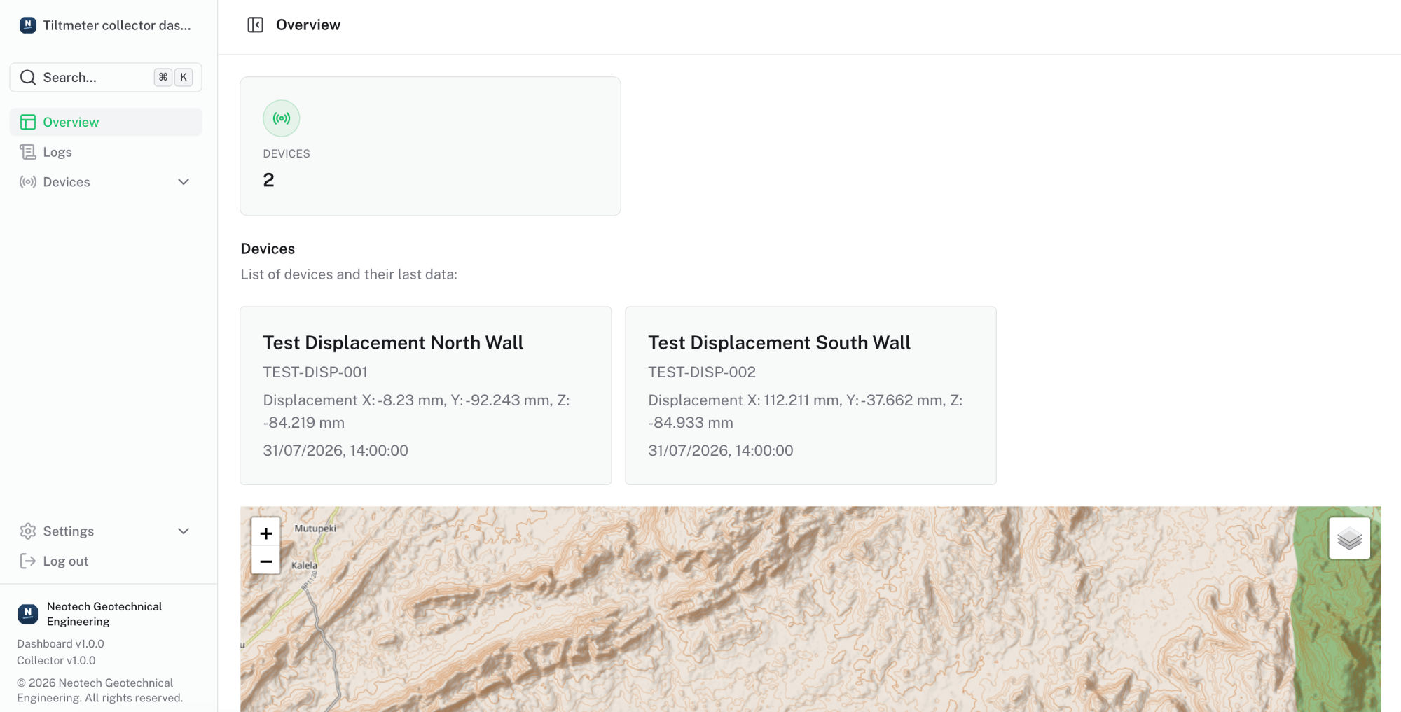 Collector dashboard Overview page