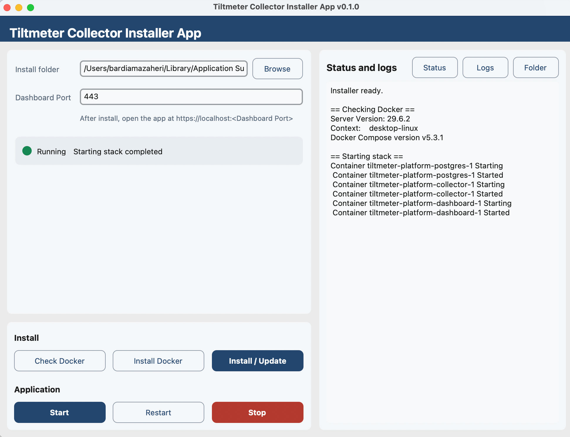 Tiltmeter Collector Installer App