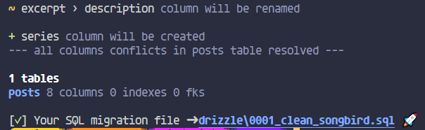 Successful schema update message