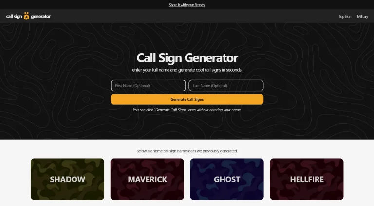 Feature image of Call Sign Generator | ToolJunction