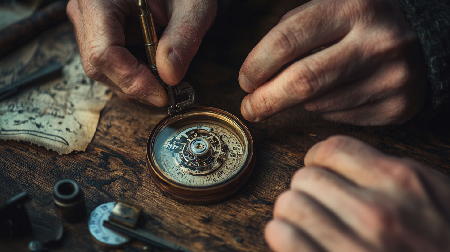 Professional antique appraiser carefully examining a vintage item with specialized tools and magnifying glass