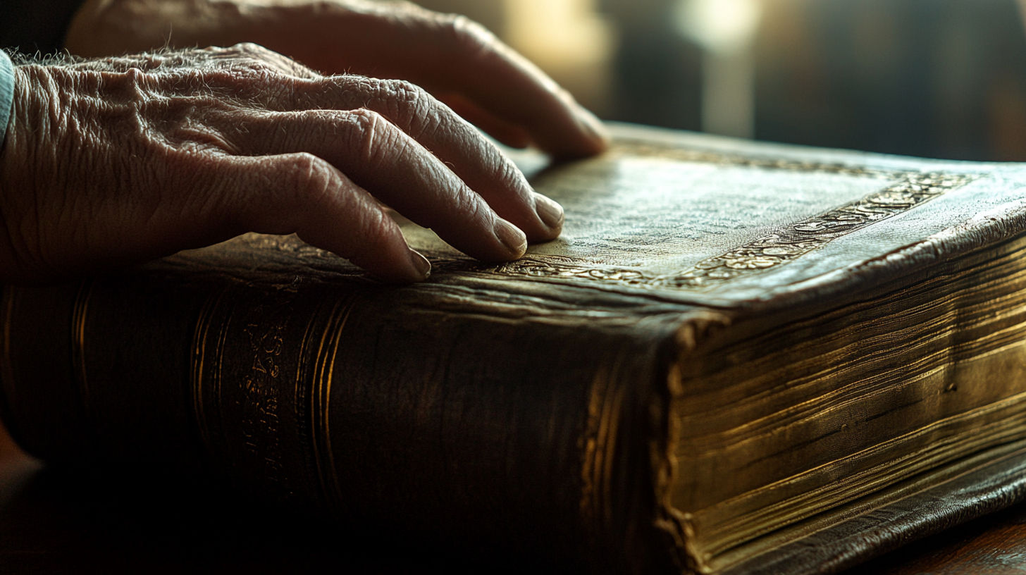 Collection of antique leather-bound books with gold embossing