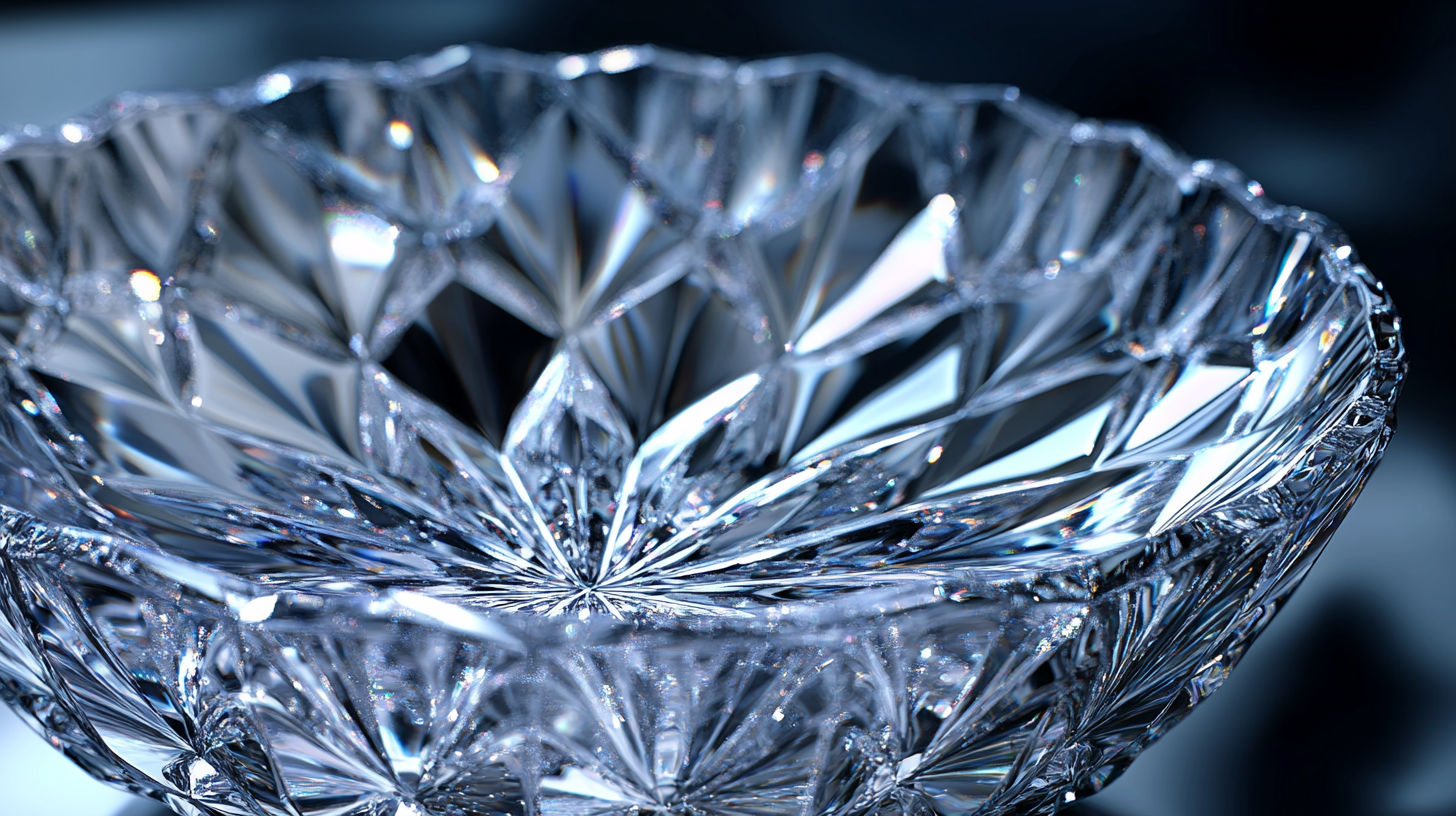 Intricate American Brilliant Period cut glass bowl showing detailed geometric pattern and prismatic light reflections