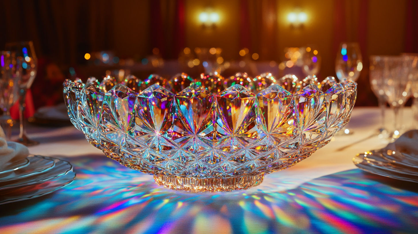 Vintage cut glass punch bowl with prismatic properties