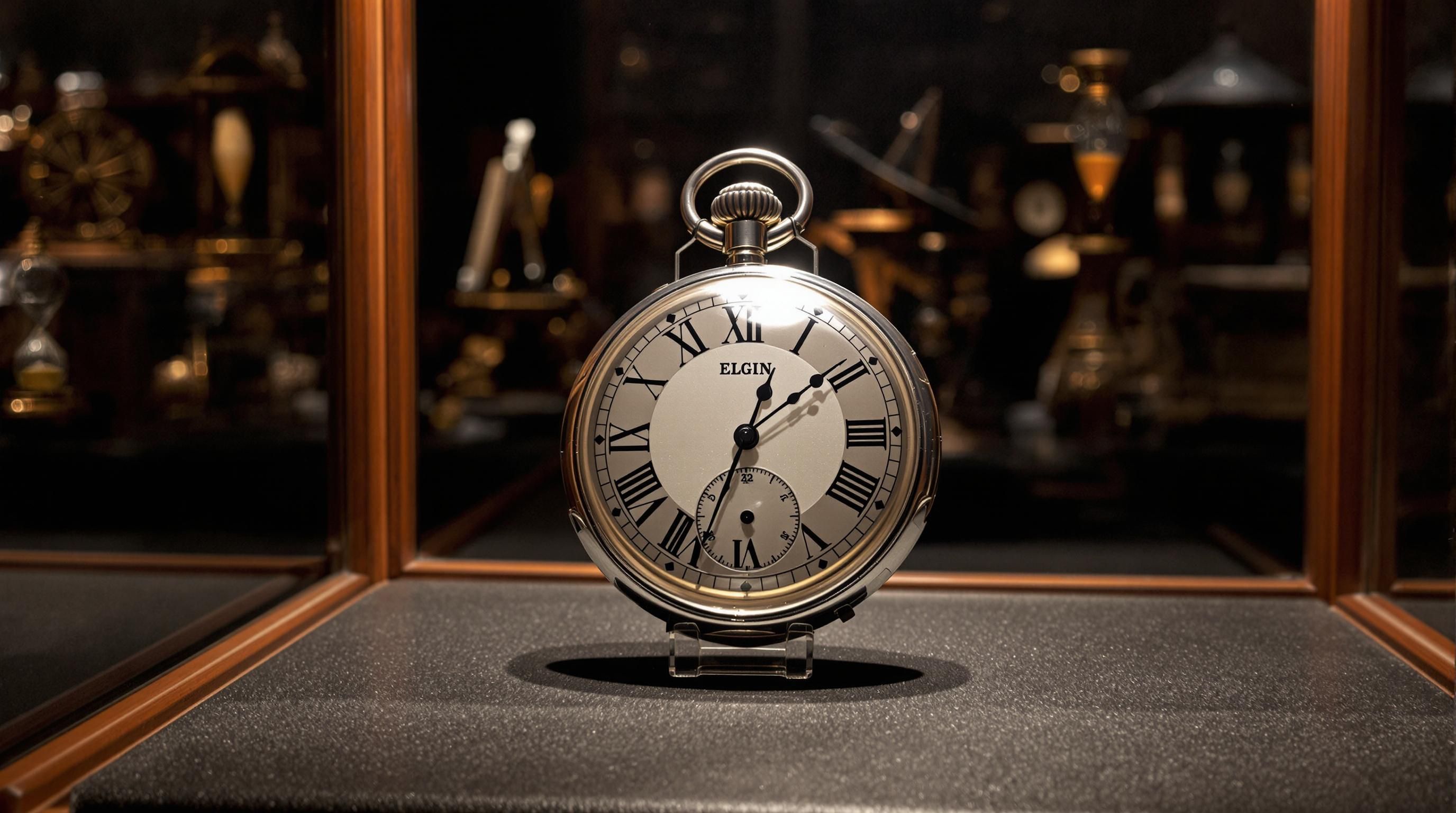Antique Elgin pocket watch with ornate gold case and chain
