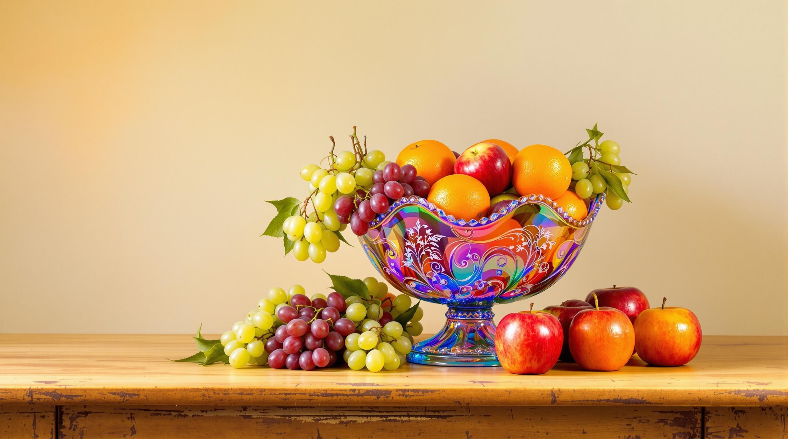 Array of different antique glass bowl types showing distinct patterns and colors