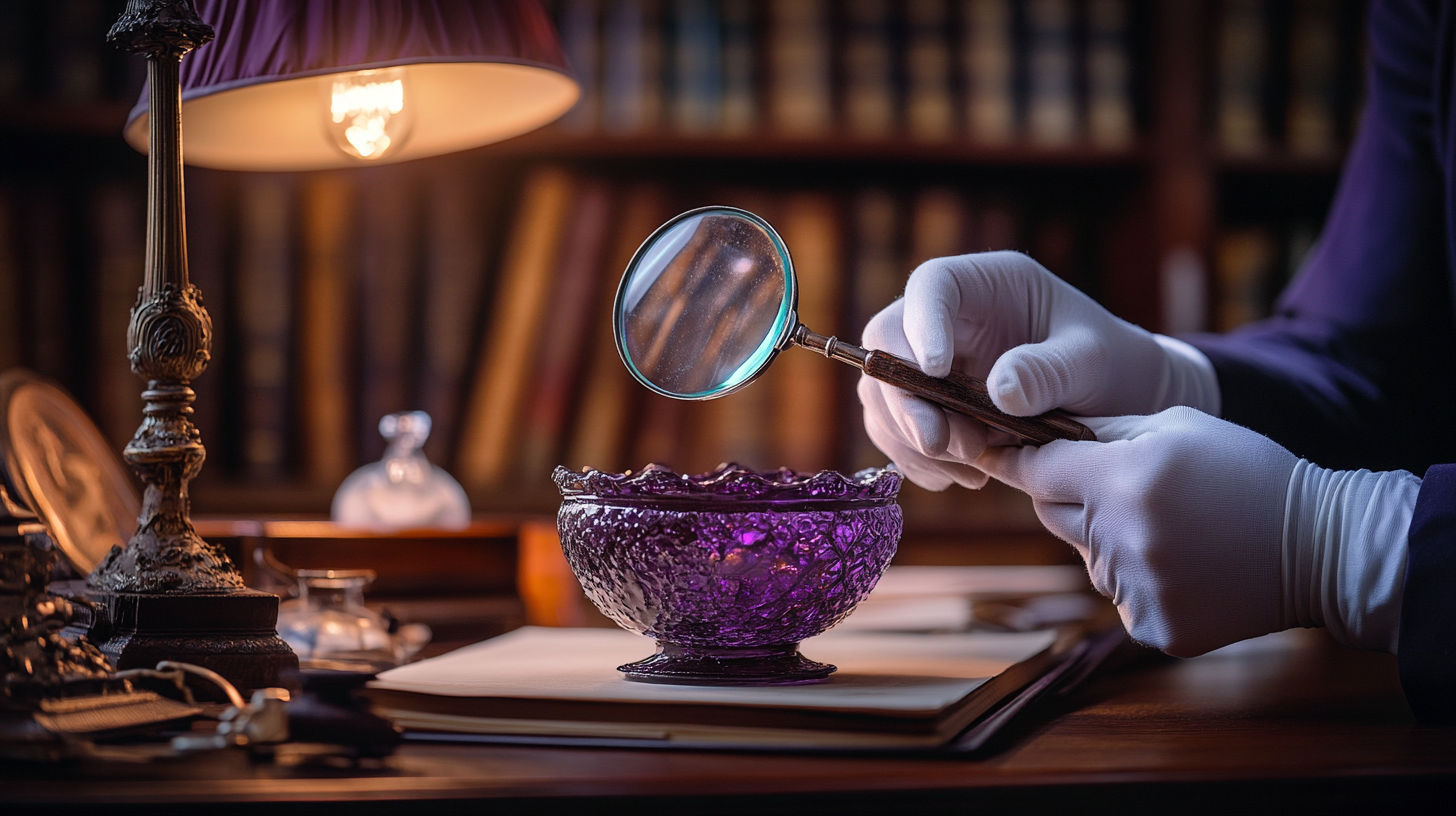 Valuable antique glass collection featuring Depression glass, Carnival glass, and colored vintage glassware pieces