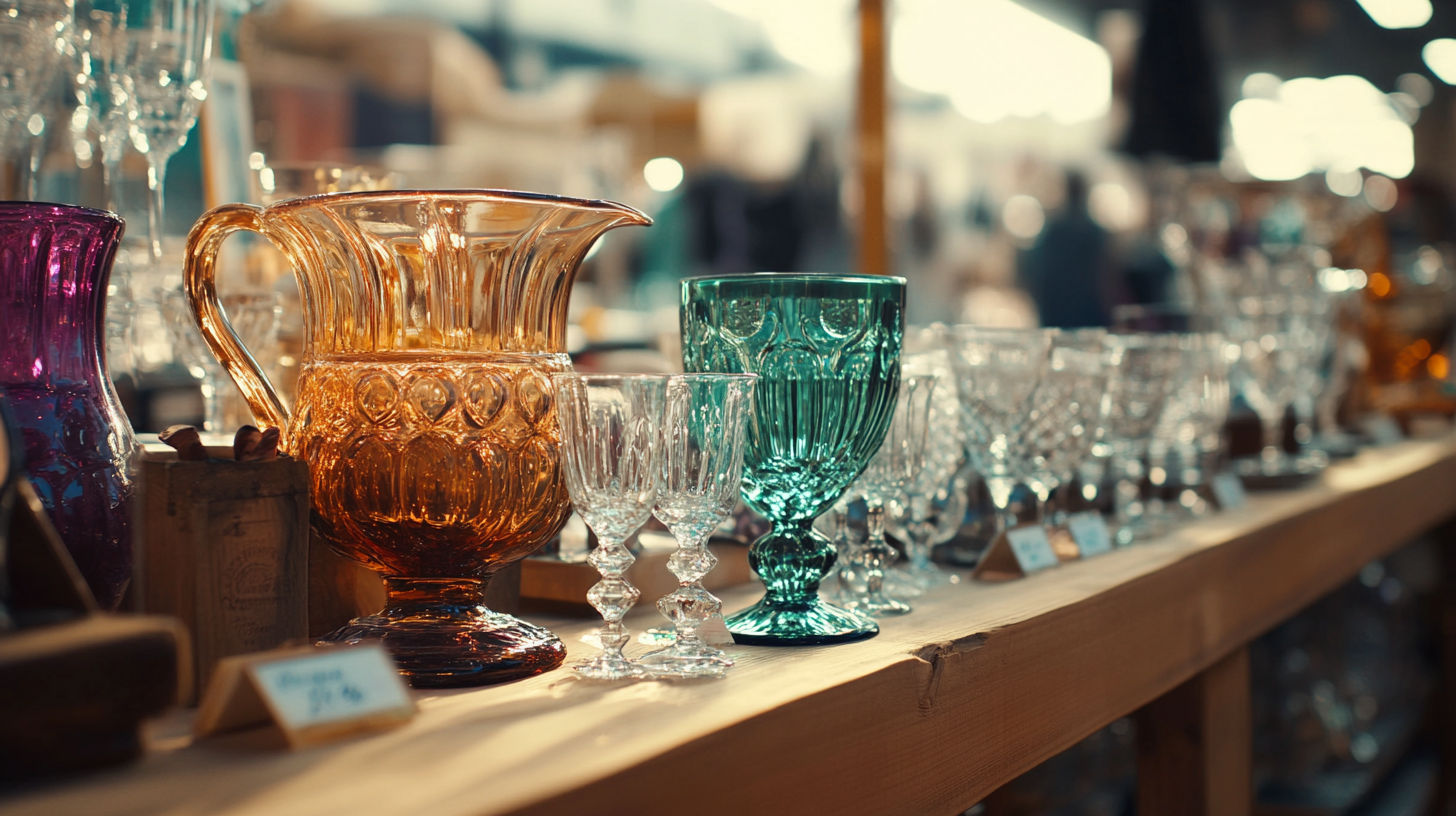 Collection of blue Depression glass dishes showcasing their distinctive color and pattern