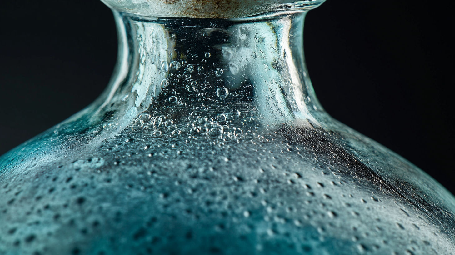 Close-up of antique glass pattern identification marks and characteristics