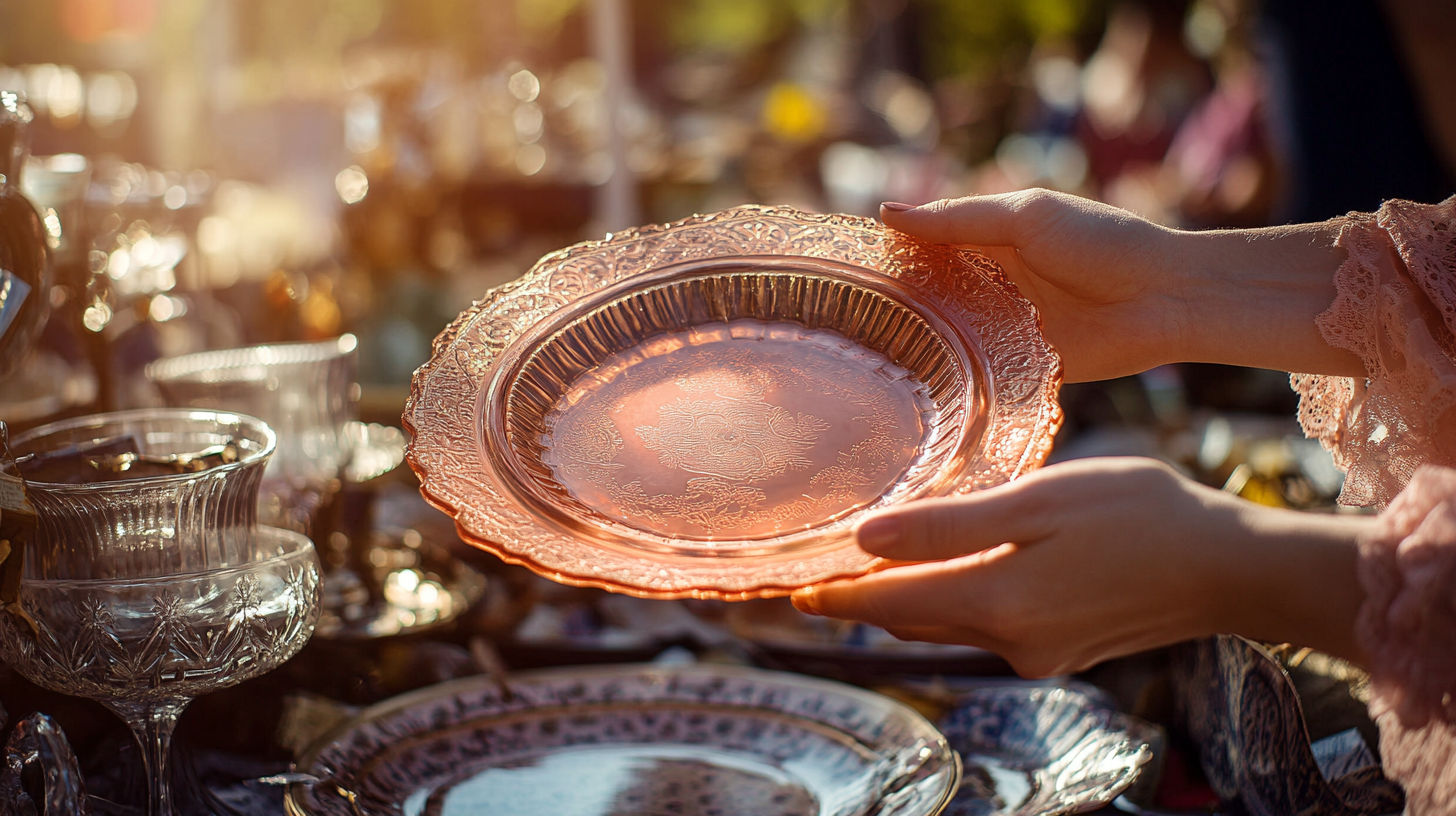 Various antique glass pieces displayed to show condition and quality differences