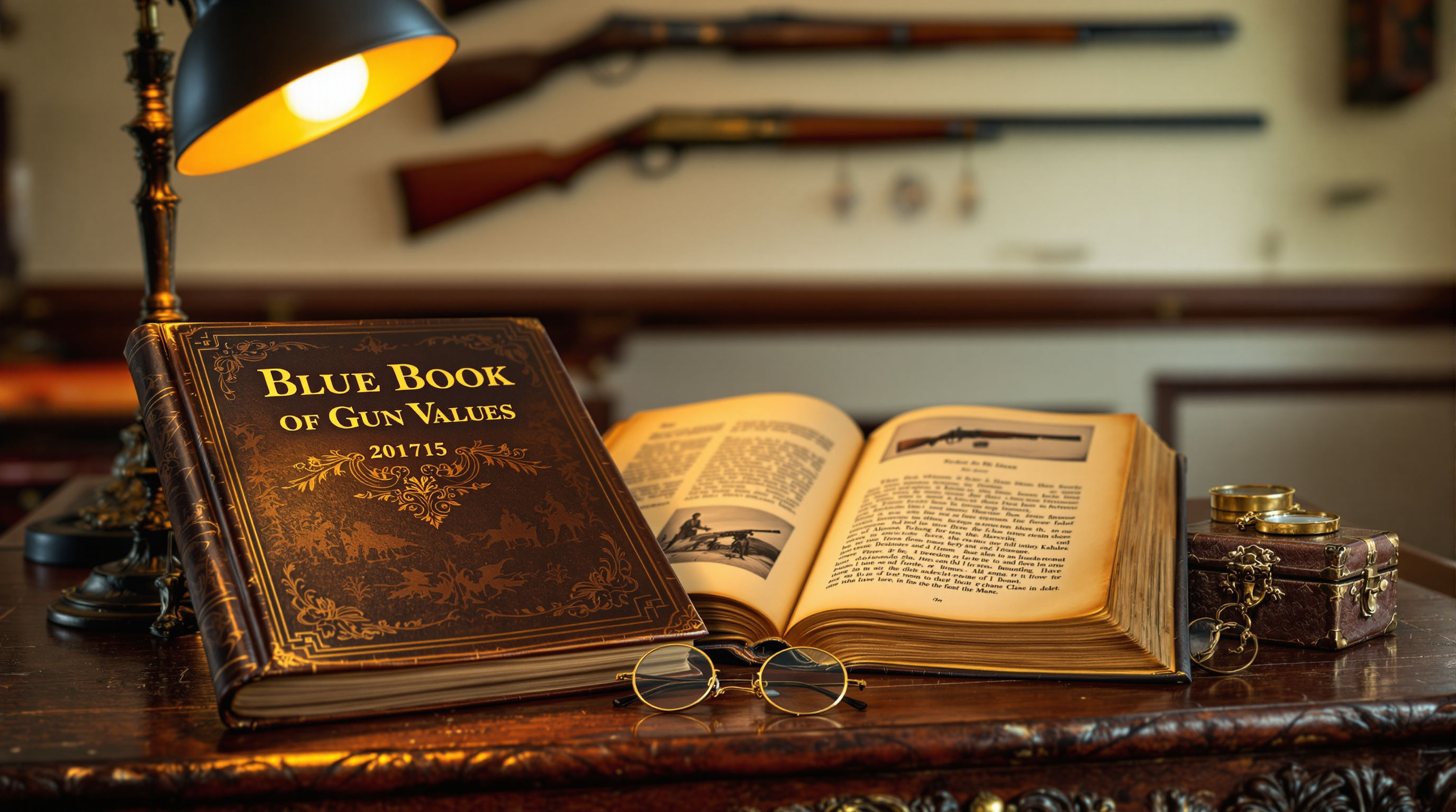 Blue Book of Gun Values reference guide with antique firearms listed