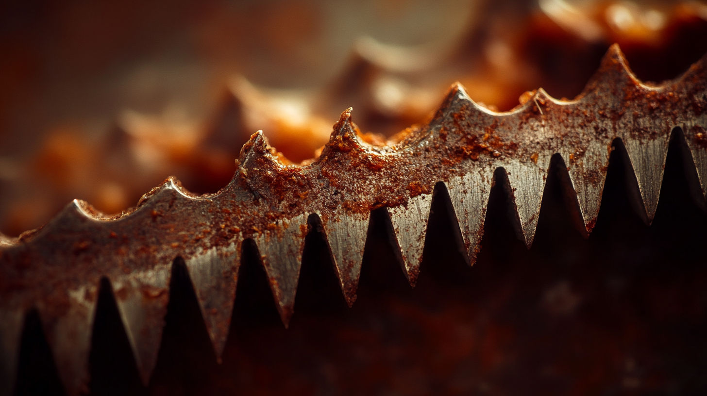 Close-up details of an antique Disston hand saw showing blade etching, handle craftsmanship, and medallion