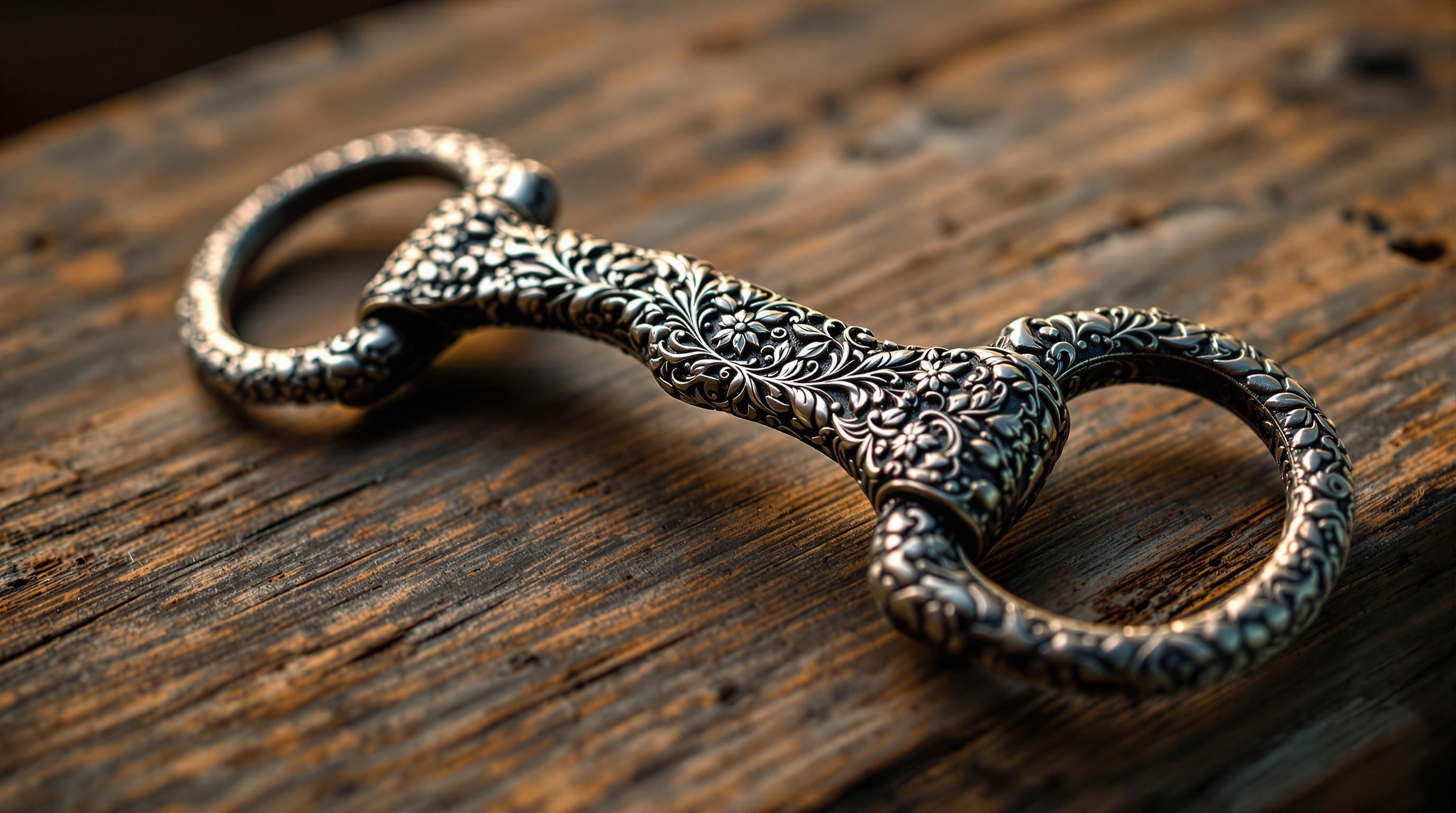 Diverse collection of antique horse bits showcasing historical designs, materials, and craftsmanship from various periods