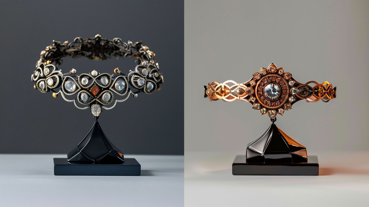 Comparison of fine antique jewelry and vintage costume jewelry pieces