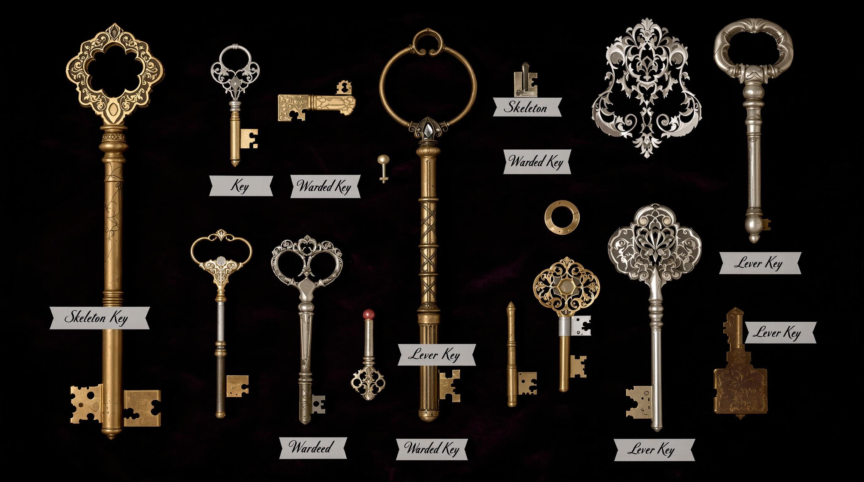 Close-up of antique skeleton key showing detailed bit pattern