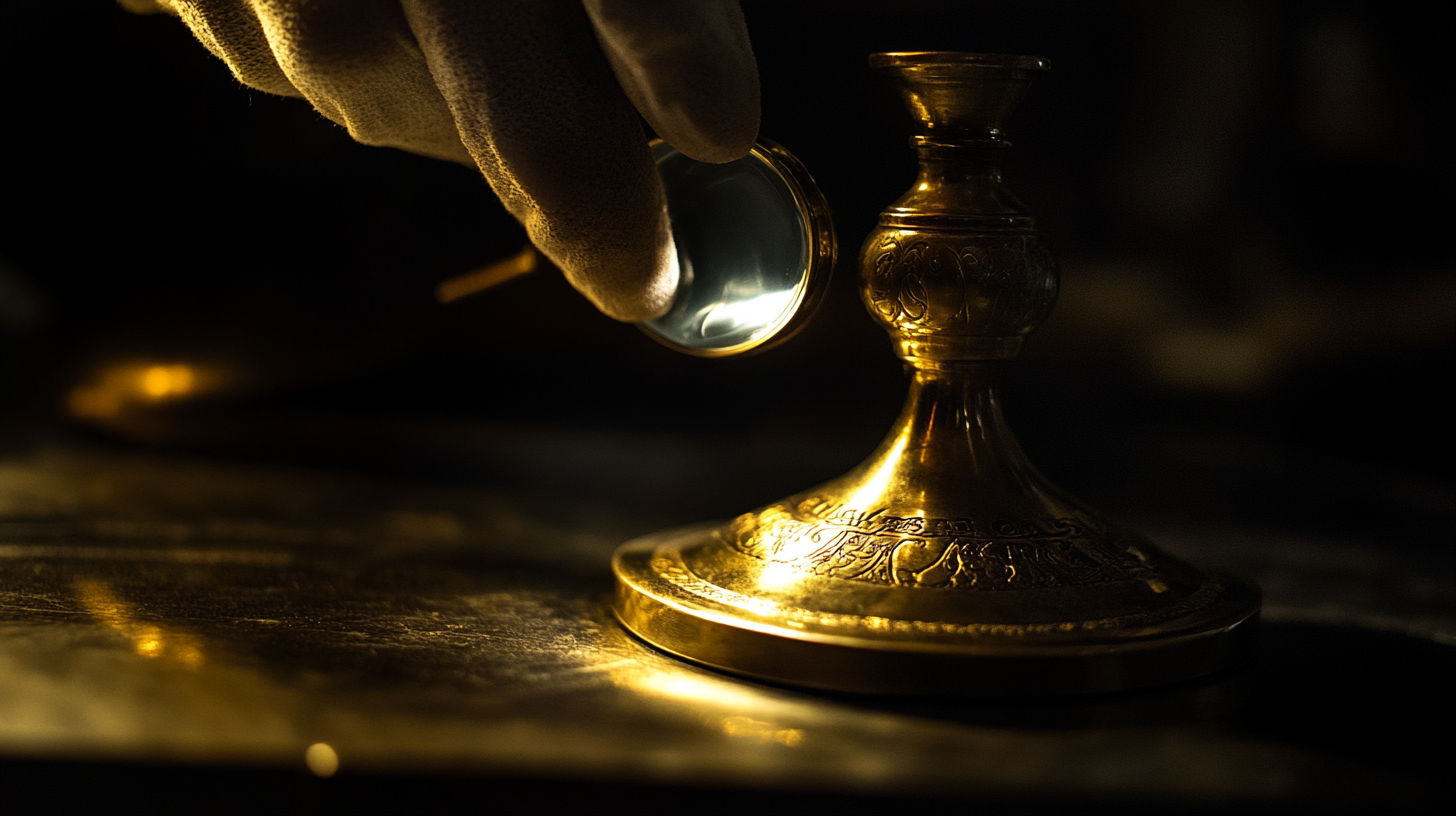 Close-up of a damaged antique lamp shade being professionally restored