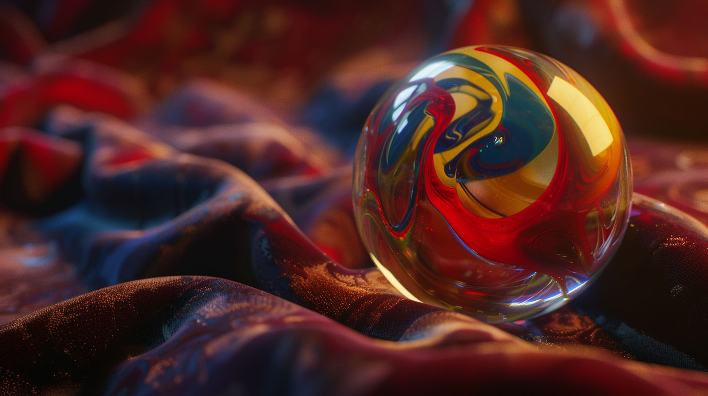 Rare antique glass marbles displaying various patterns, colors, and types valued by collectors
