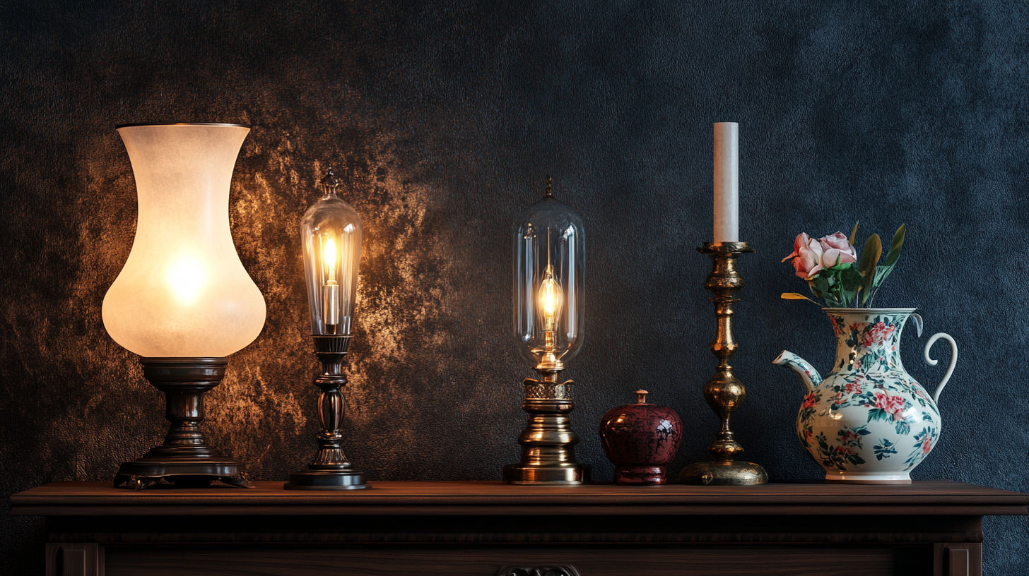 Detailed diagram of antique oil lamp components and burner mechanisms