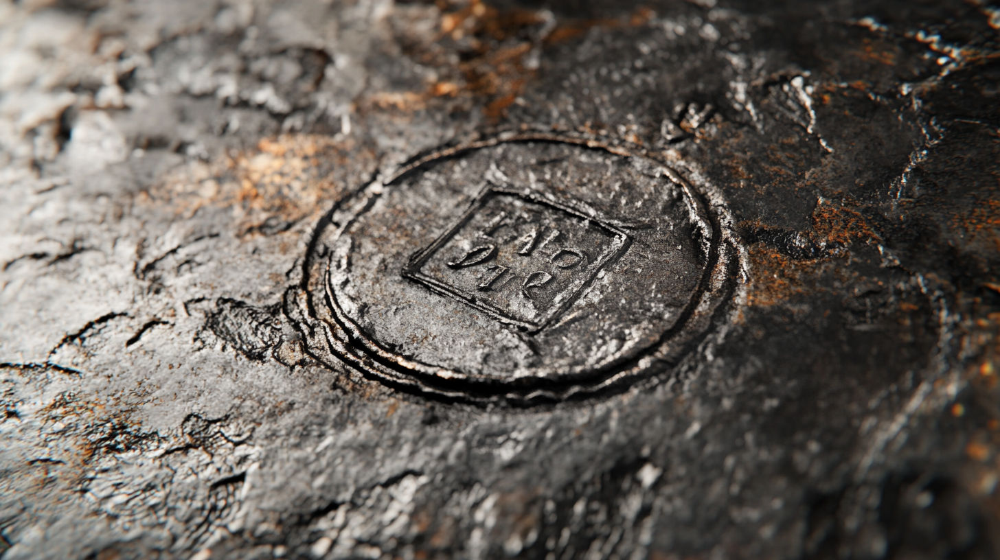 Close-up of antique pewter showing patina and touchmarks