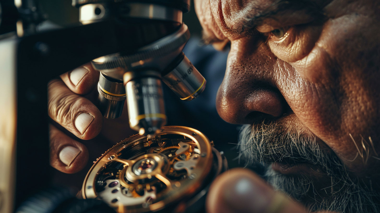 Antique pocket watch with maker’s markings visible on the dial and movement plate