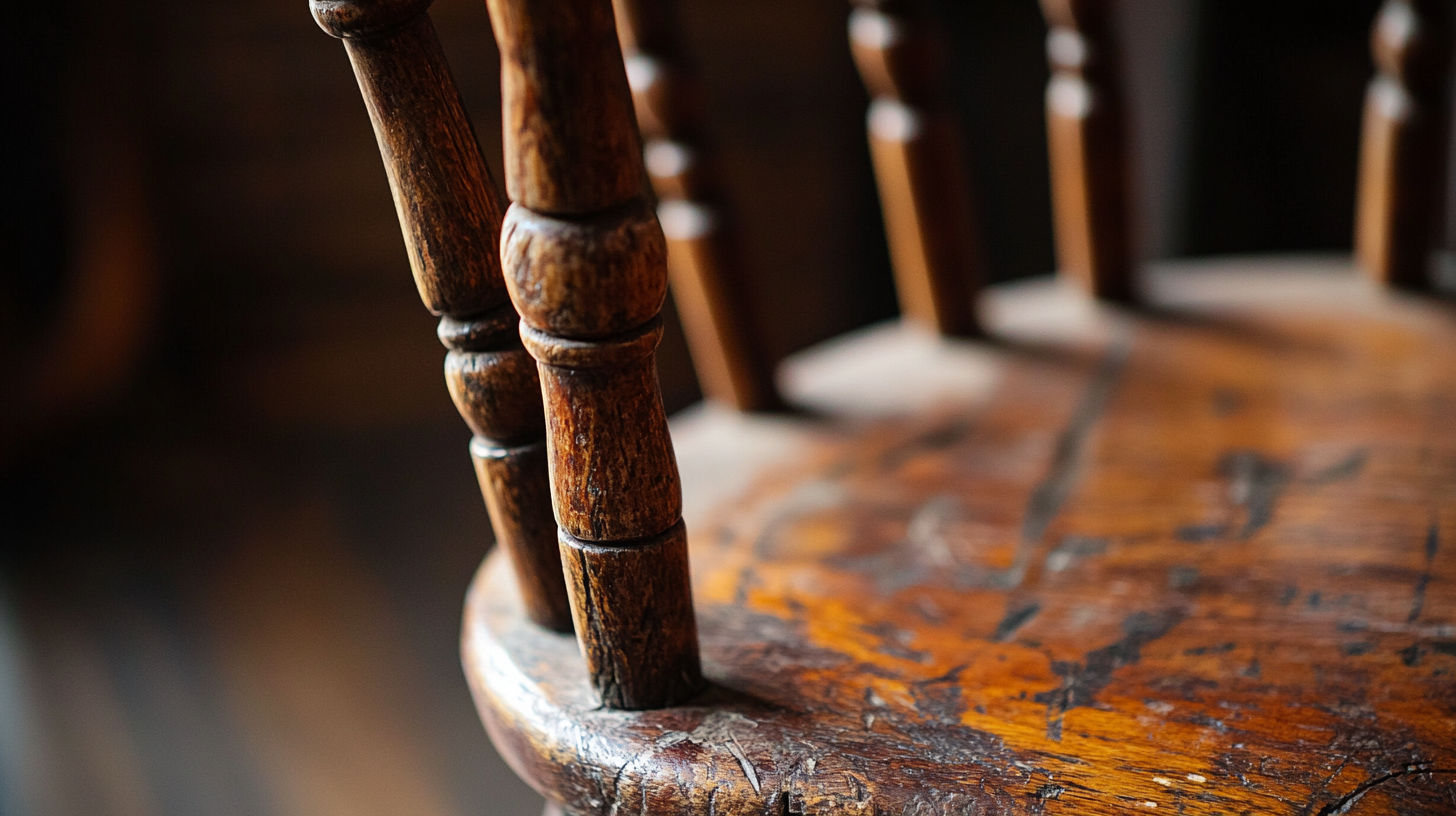 Windsor style antique rocking chair with spindle back and characteristic bentwood design
