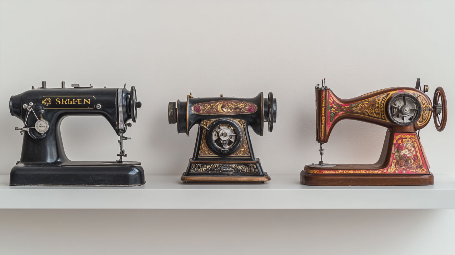Vintage Singer Featherweight sewing machine on wooden table