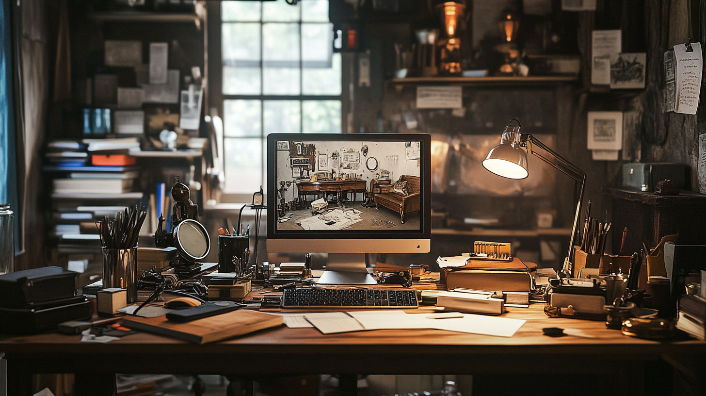 Collection of antique items arranged for professional photography