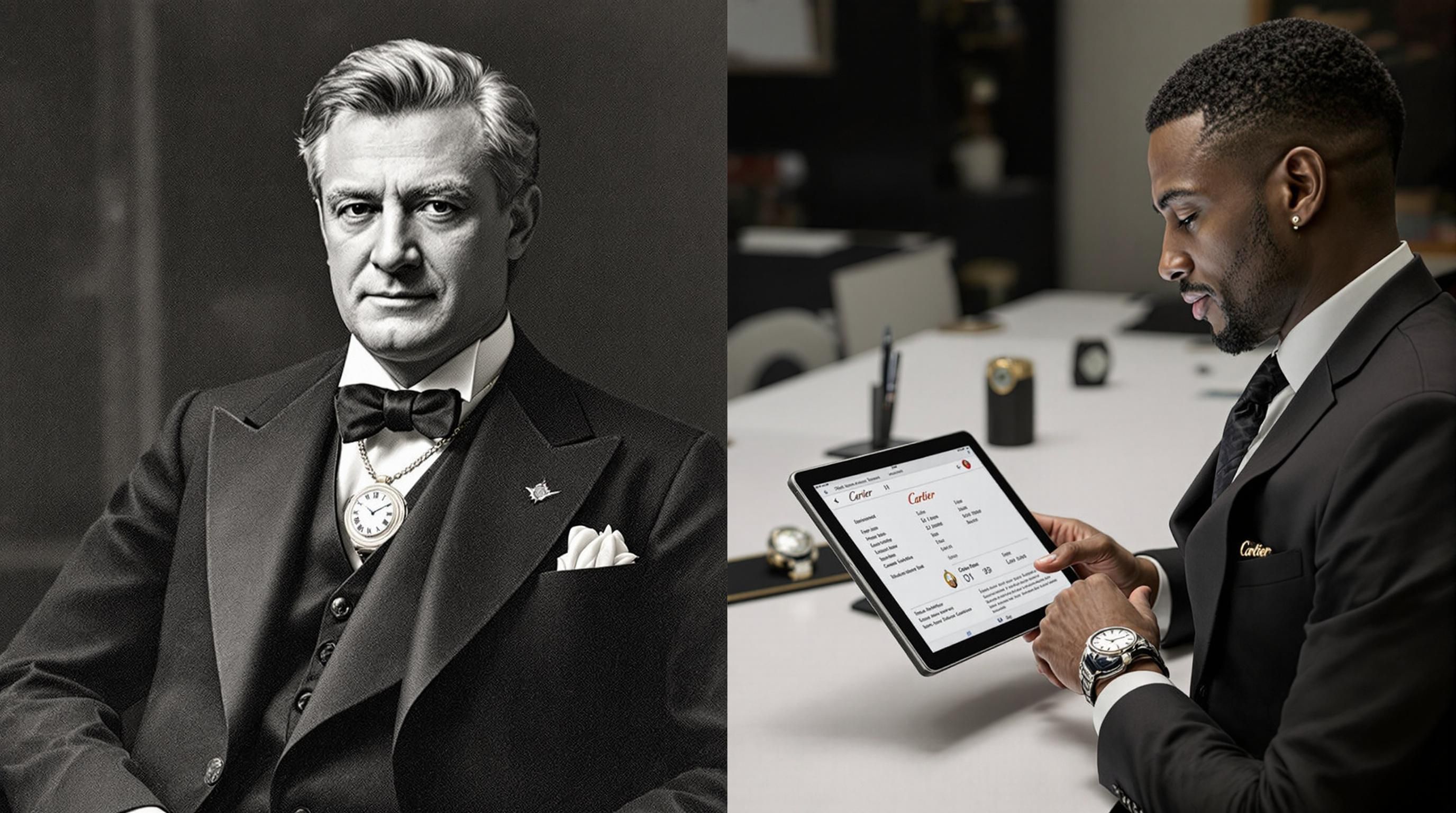 Close examination of Cartier watch details for authentication