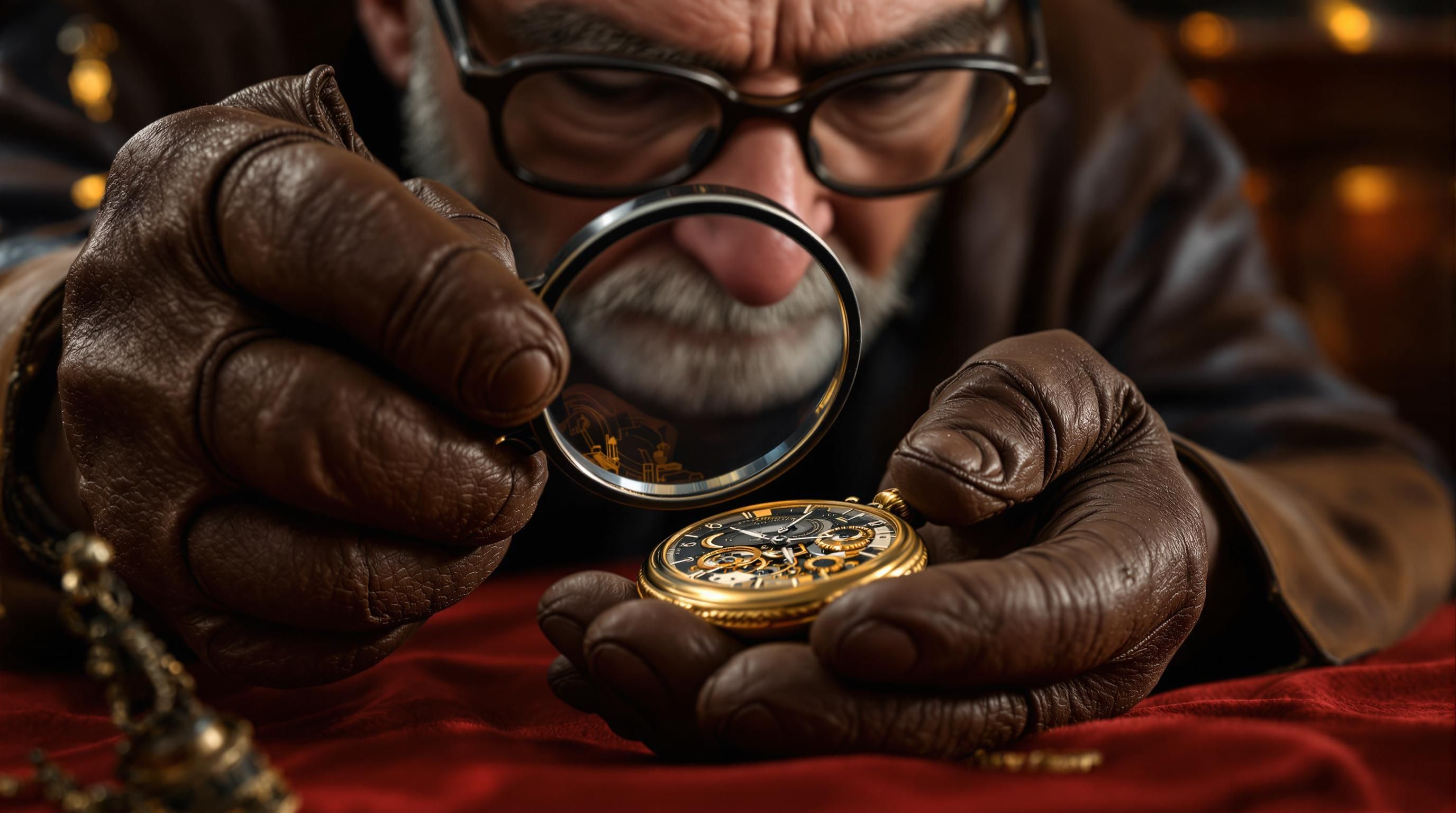 Professional certified antique appraiser examining a valuable vintage vase with specialized magnifying tools