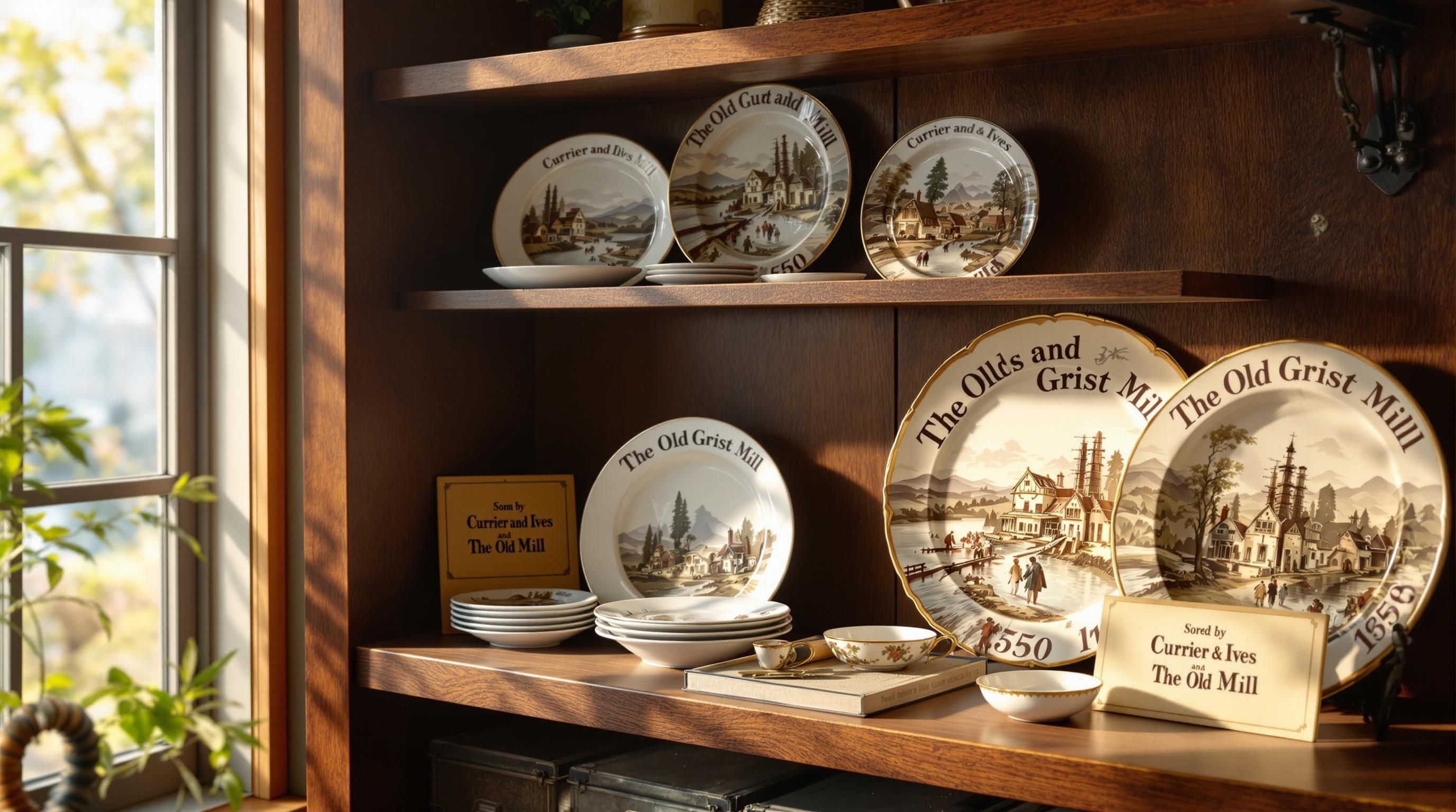 Collection of various Currier and Ives Old Grist Mill dinnerware pieces