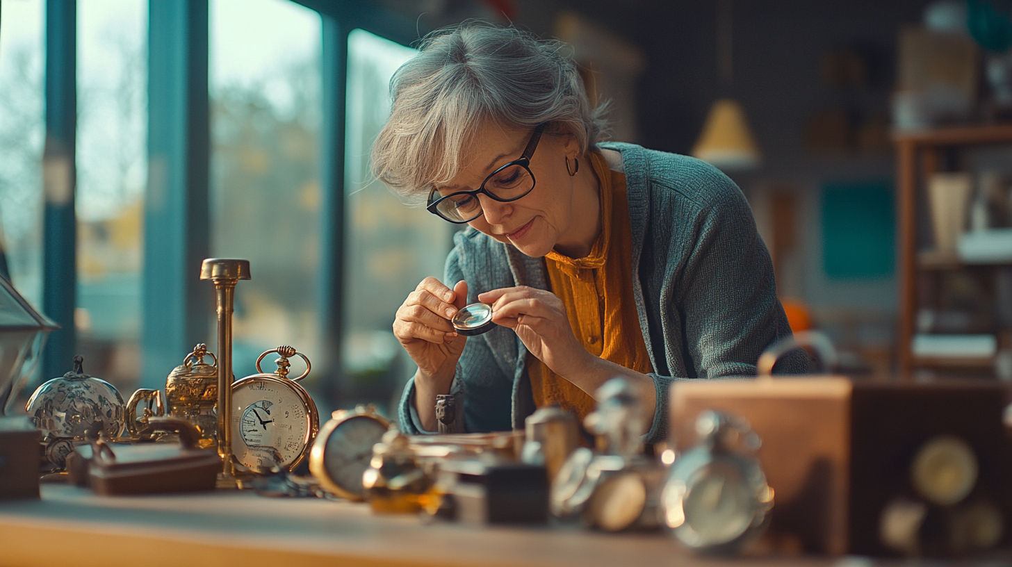 Professional antique appraiser examining a vintage porcelain vase during a free community appraisal event