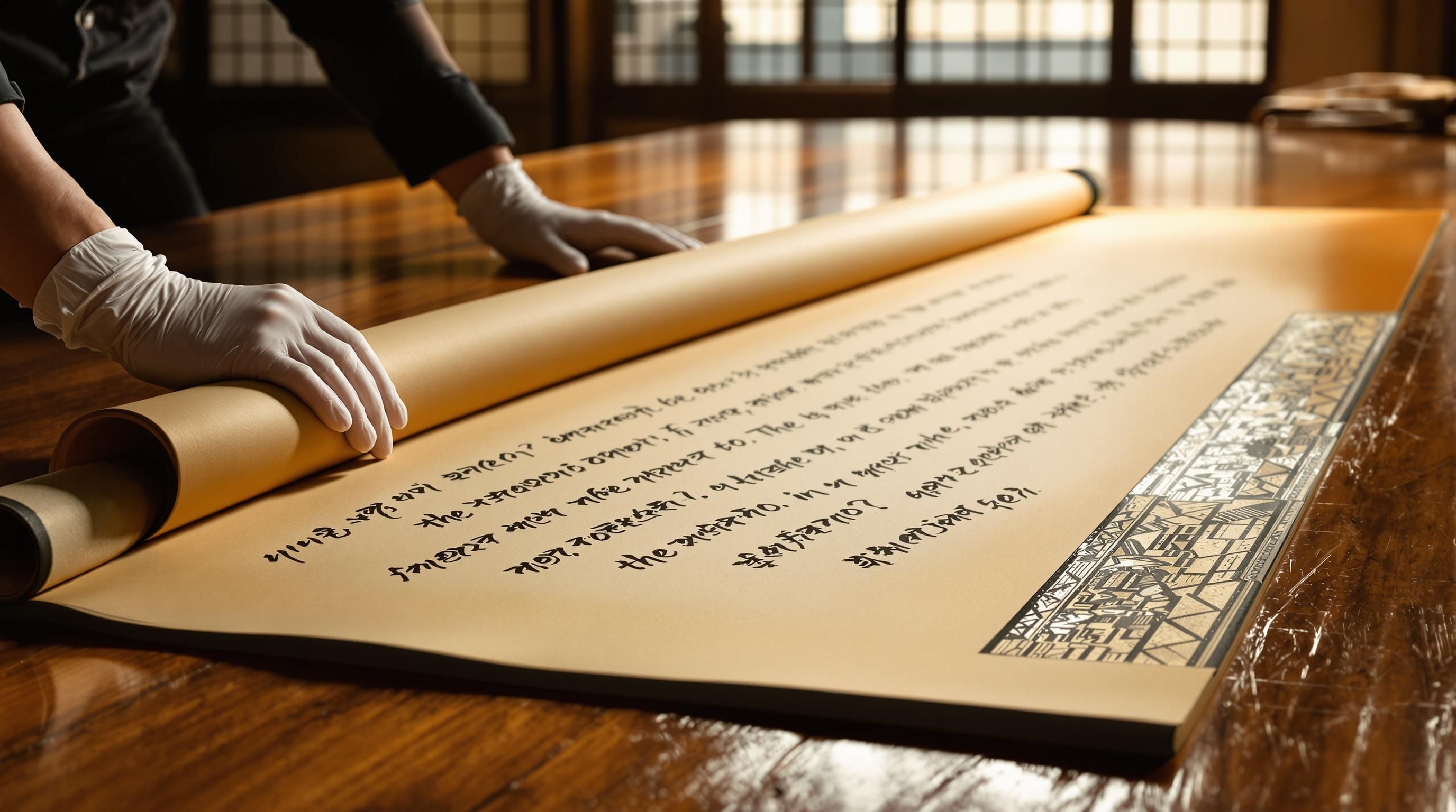 Professional appraiser examining a traditional Japanese woodblock print for authentication and valuation
