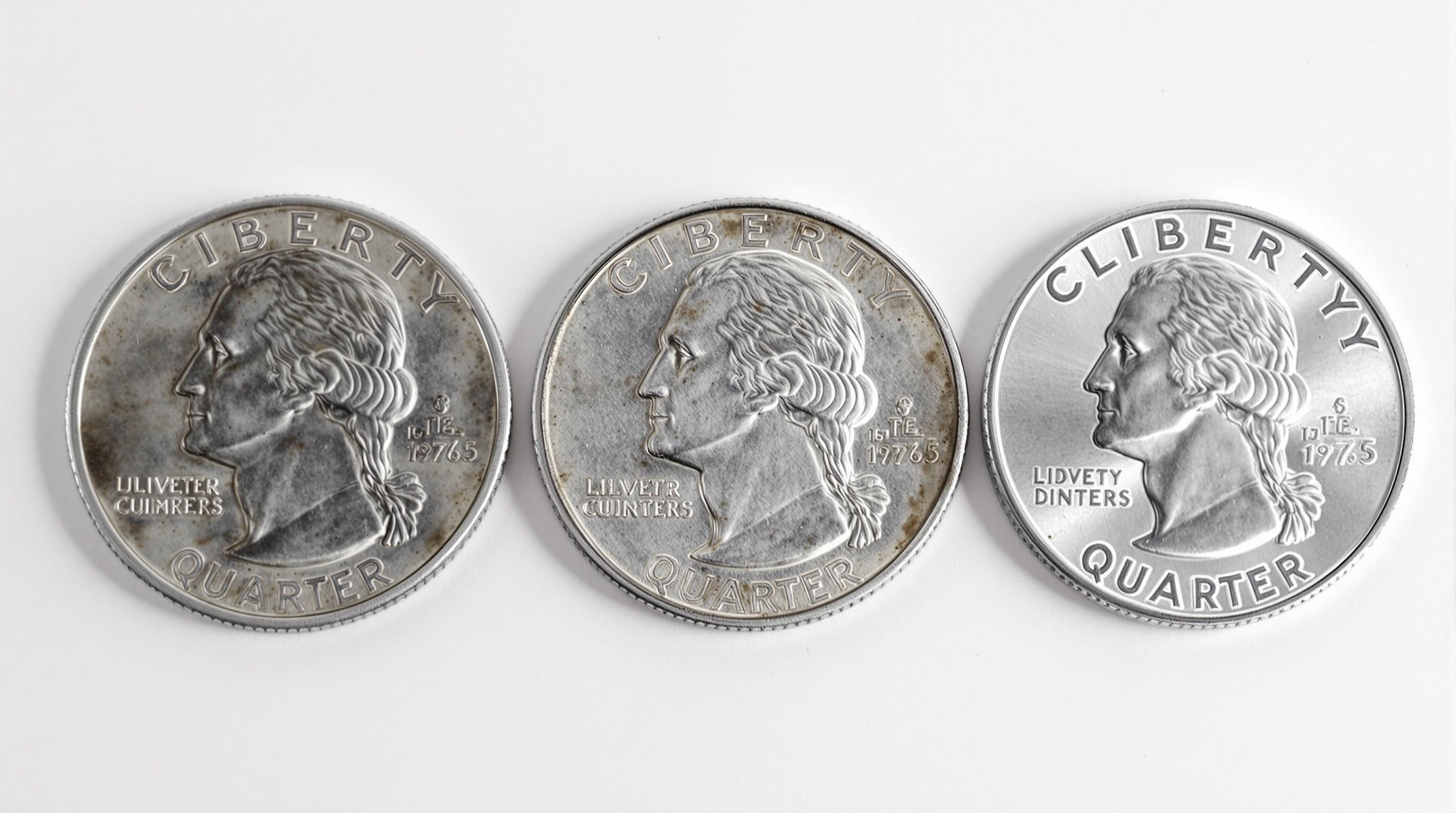 Close-up of a Bicentennial Quarter showing the dual date 1776-1976