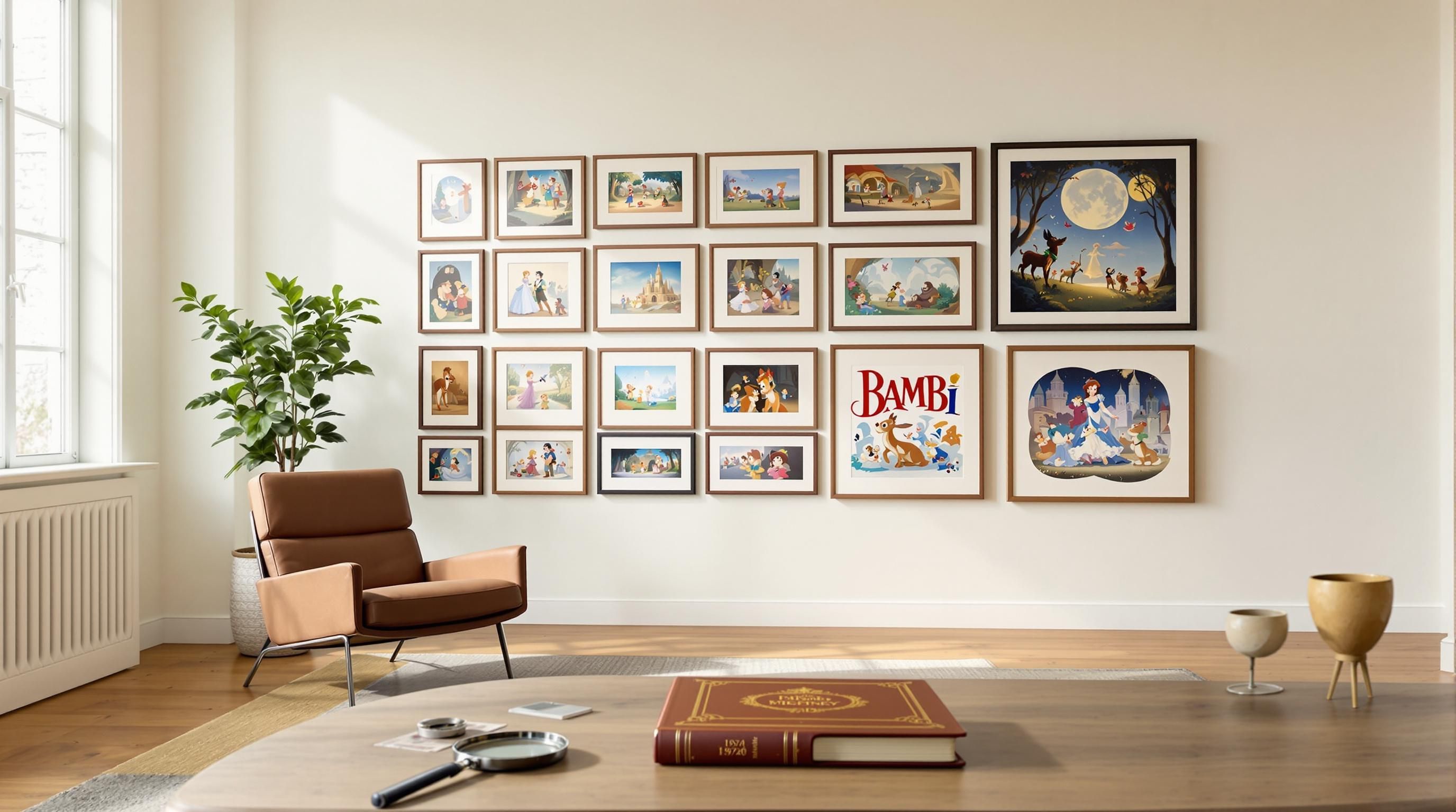 Close-up of Disney lithograph showing certificate of authenticity and numbering