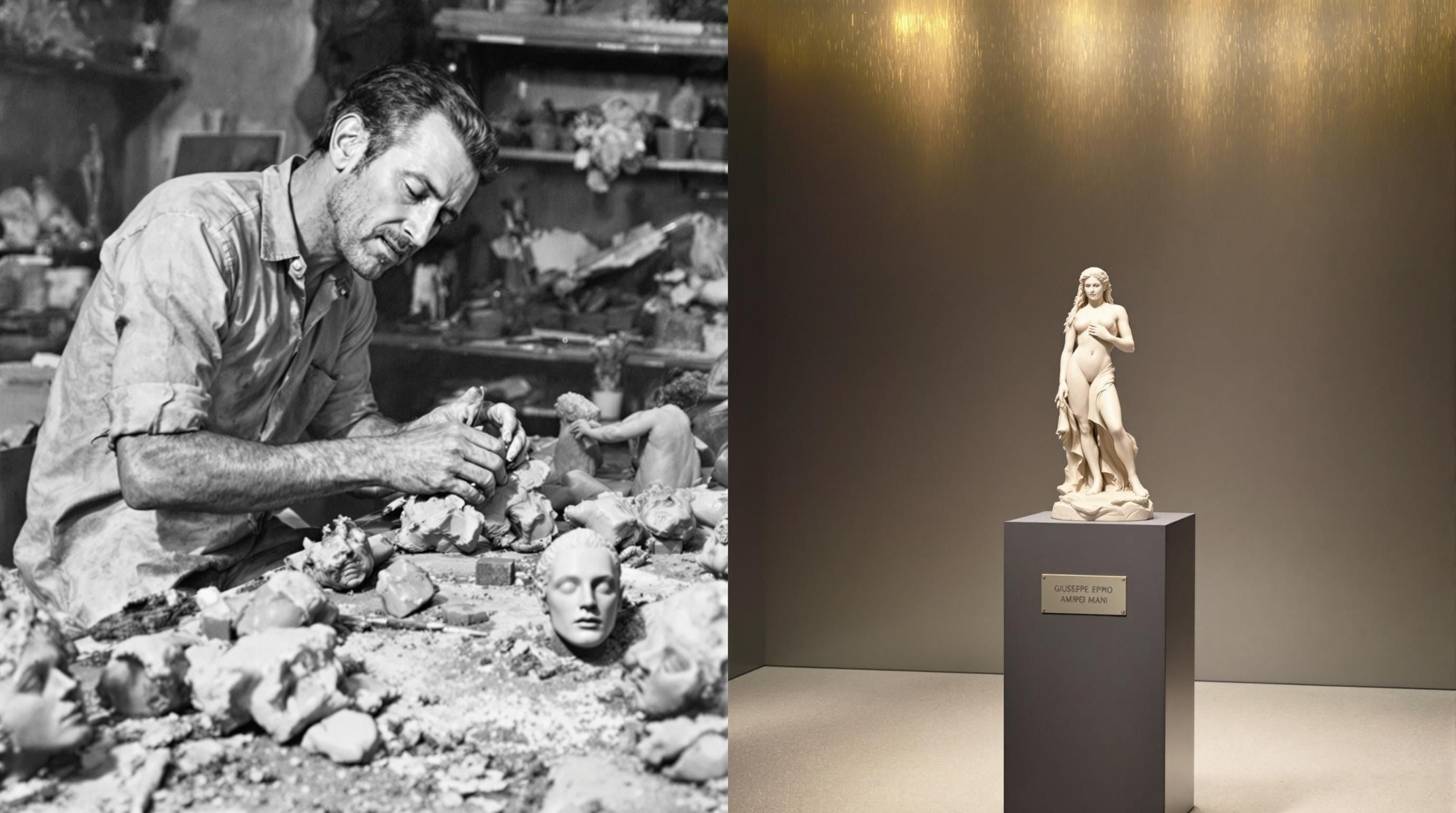 Giuseppe Armani figurine displayed in a protective glass cabinet with proper lighting