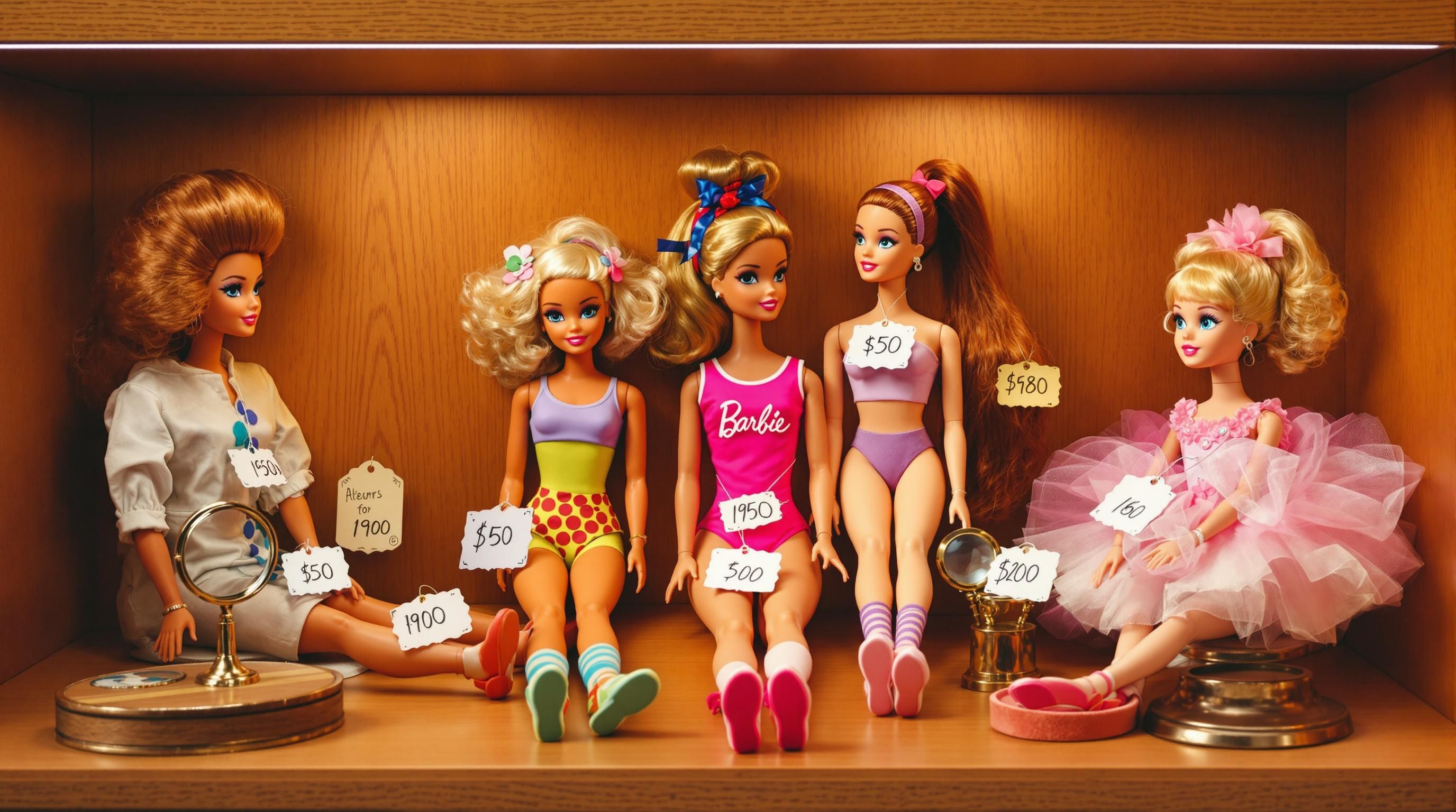 Original Barbie doll from 1959 with black and white swimsuit showing high collector value
