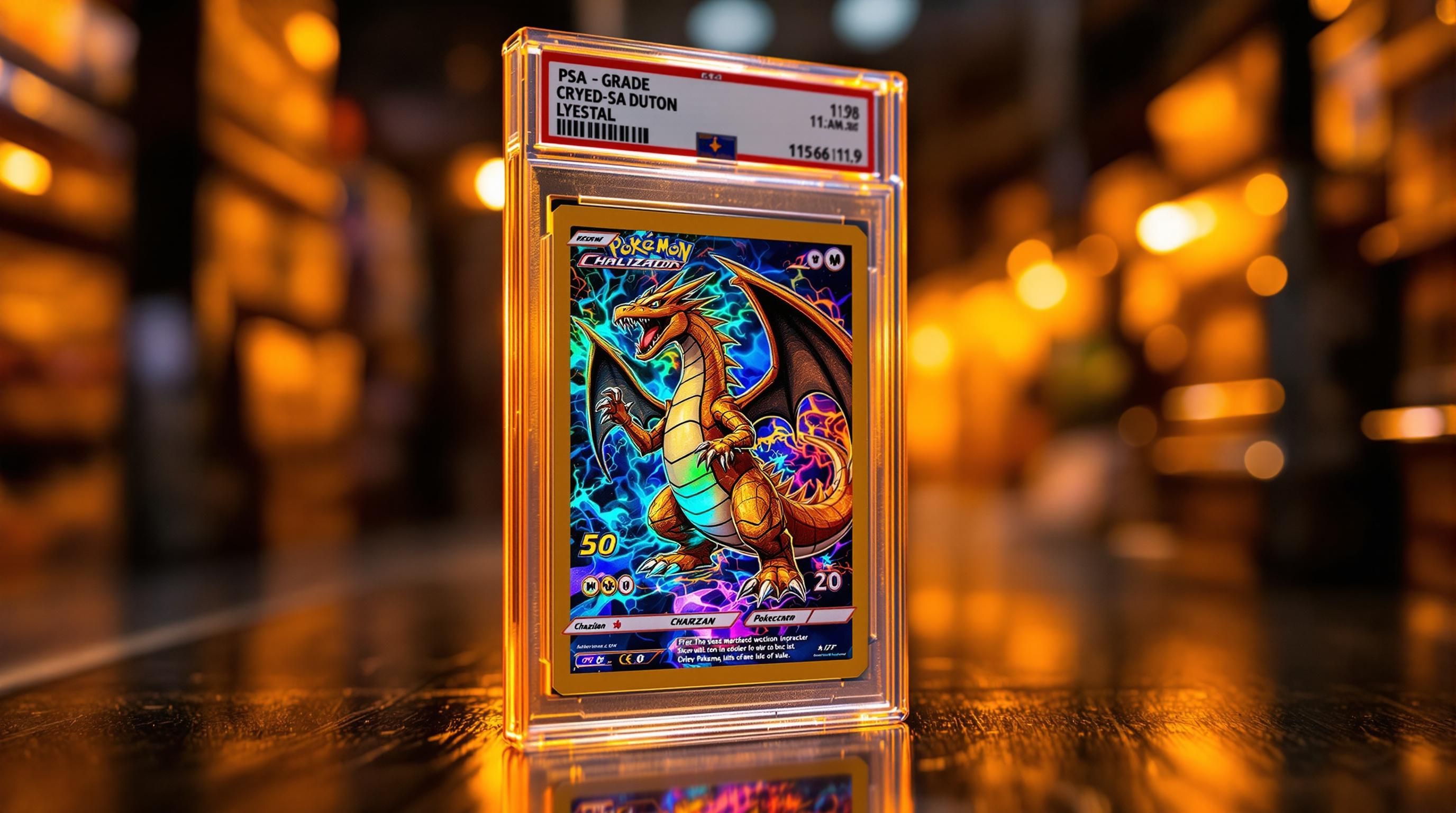 Valuable Pokémon cards displayed with price tags showing their market worth in 2024