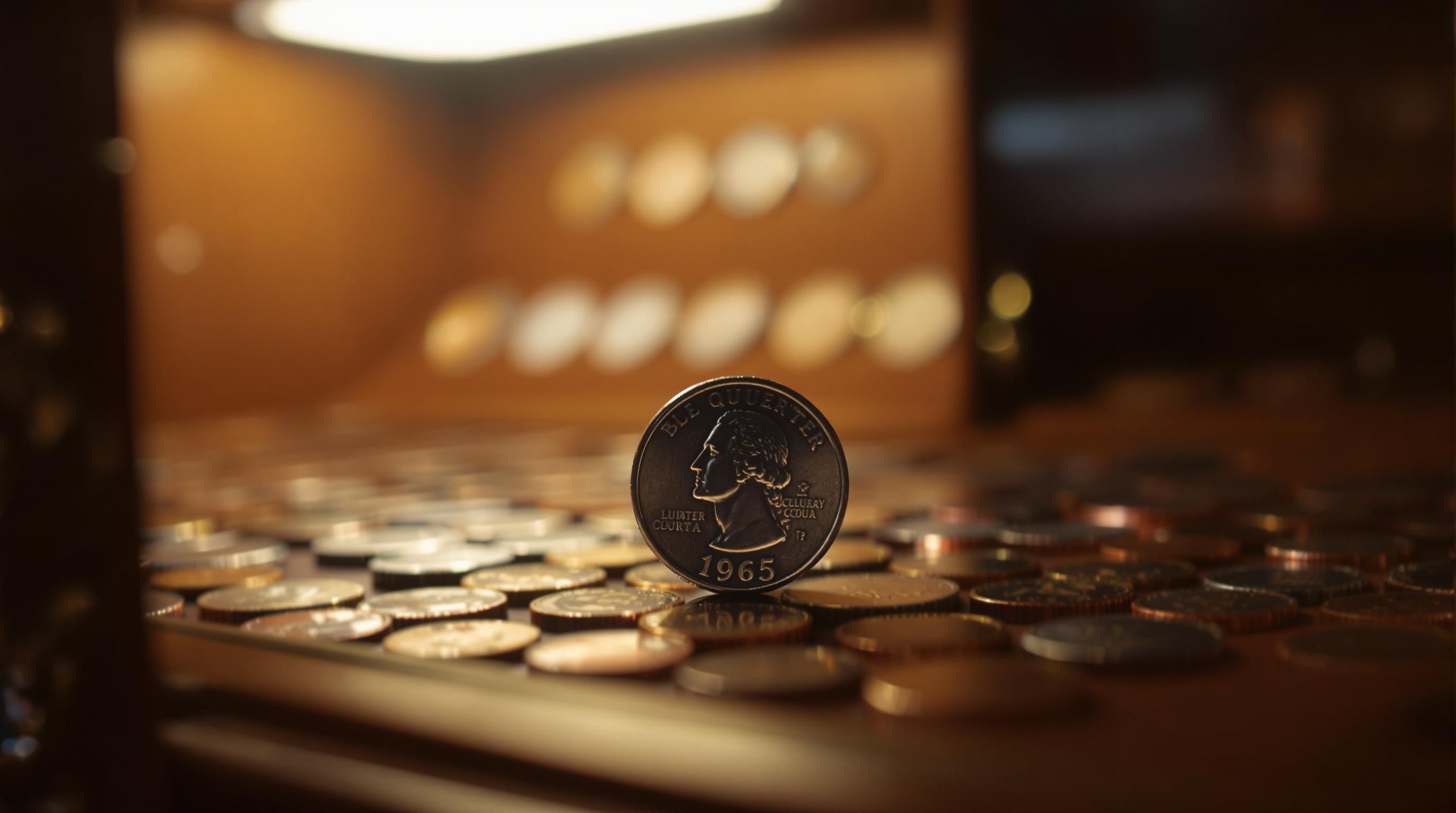 1965 quarter error with visible doubling on design elements