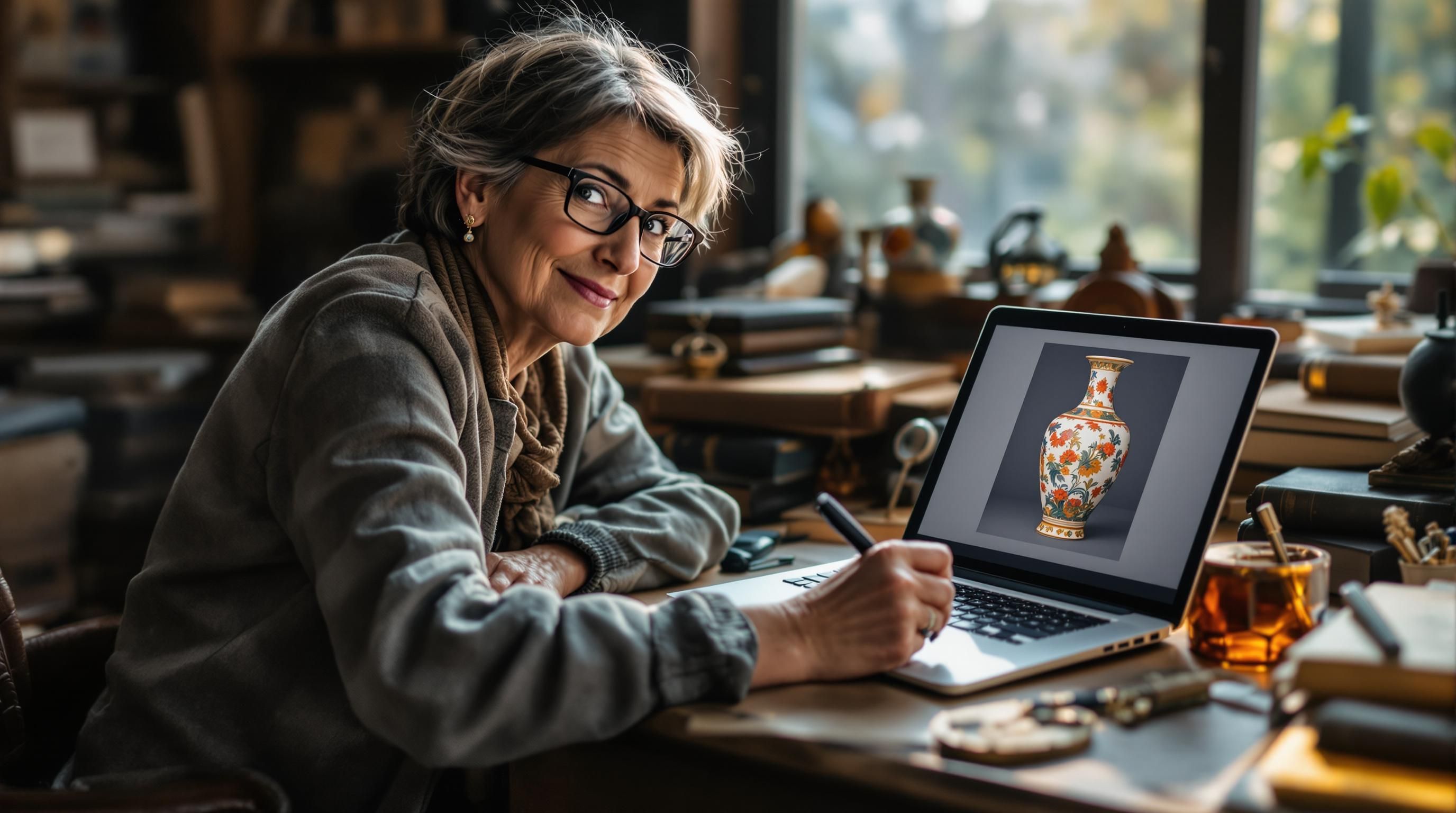 Antique items being professionally documented for appraisal