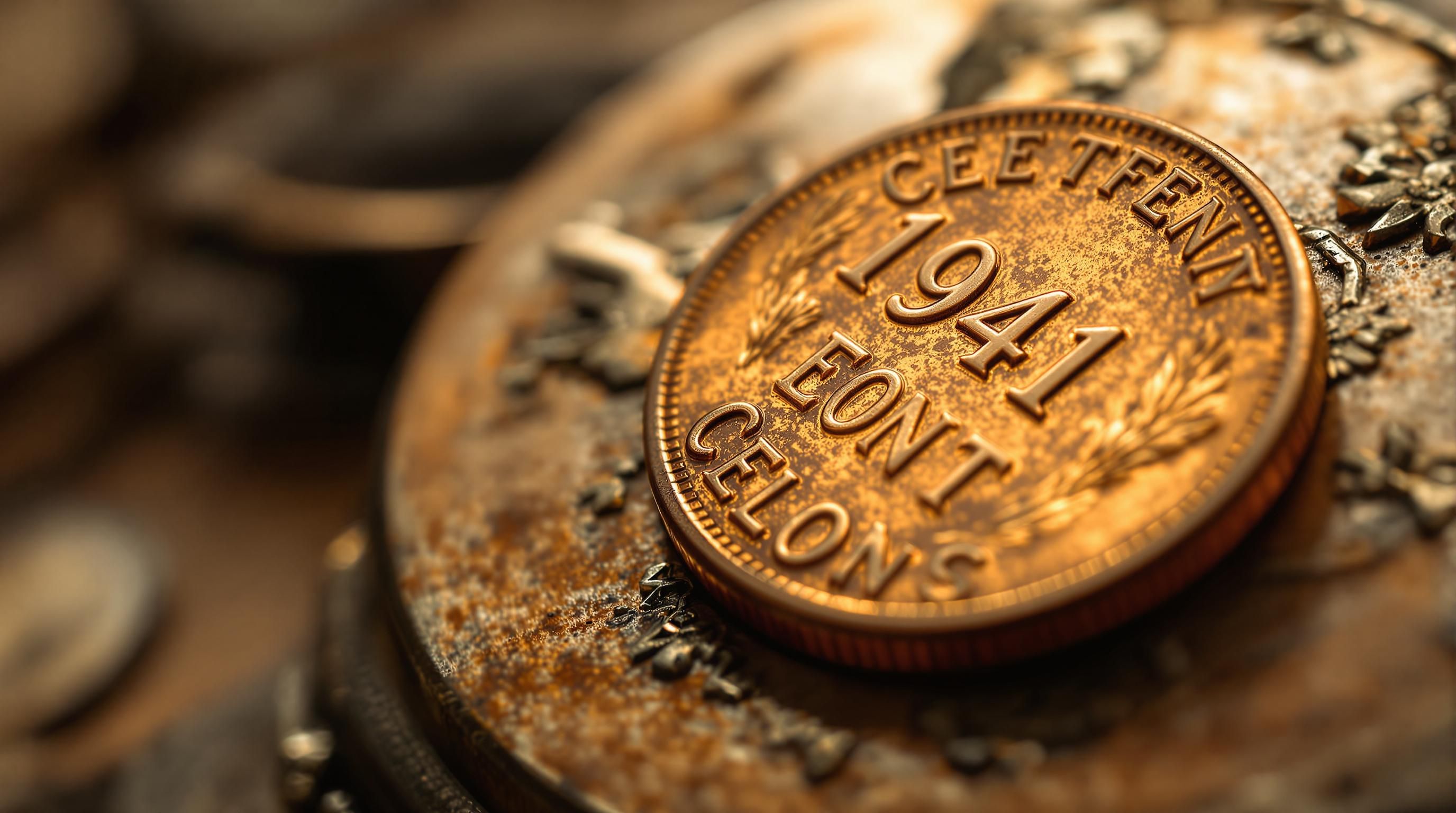 1941 Lincoln wheat penny showing obverse with Lincoln profile and reverse with wheat stalks design